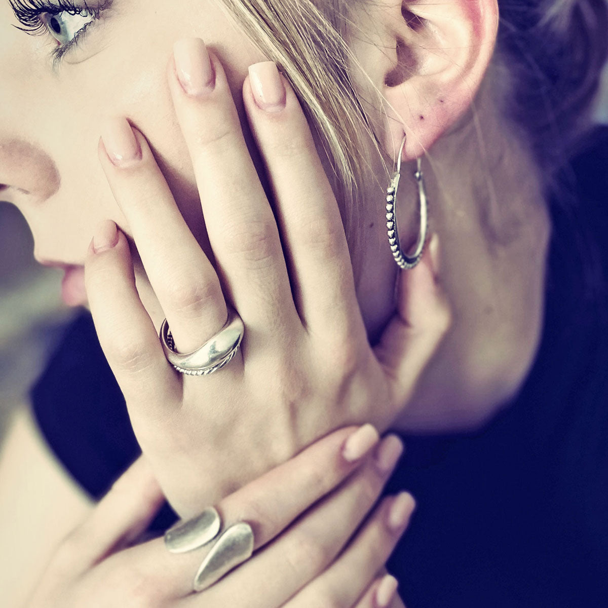 Silberschmuck Ohrringe und Fingerringe
