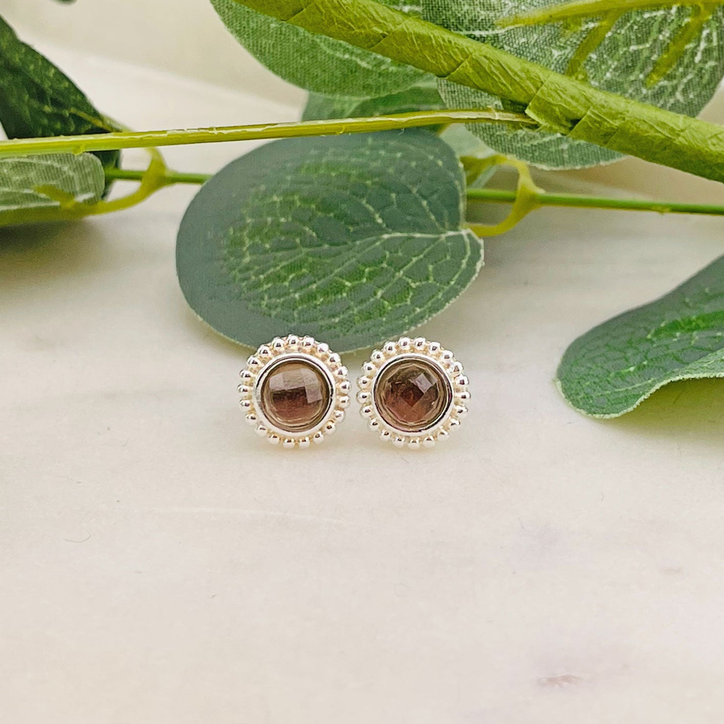 Boho Ohrstecker aus Sterling Silber 925 mit Rauchquarz Lysia