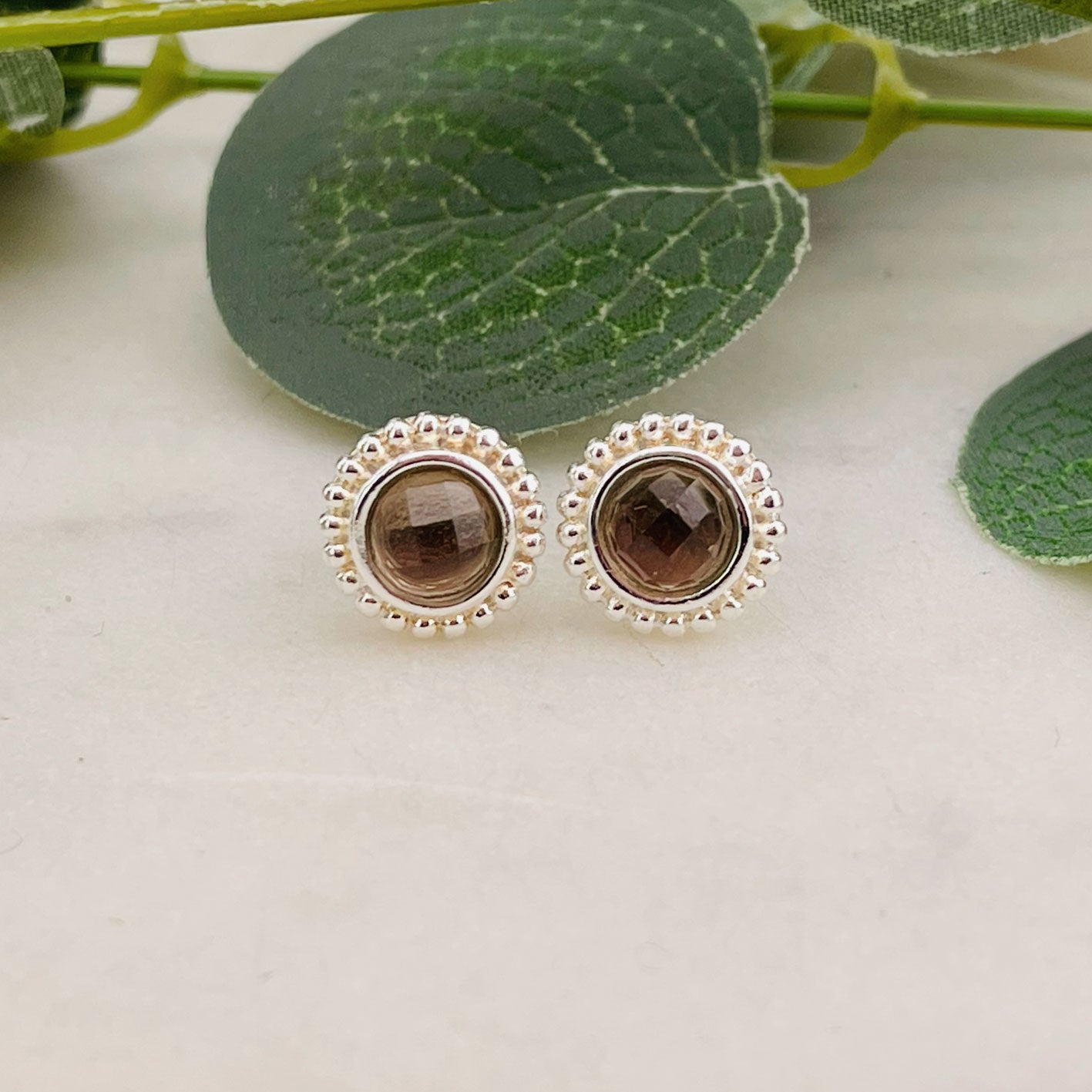 Boho Ohrstecker aus Sterling Silber 925 mit Rauchquarz Lysia