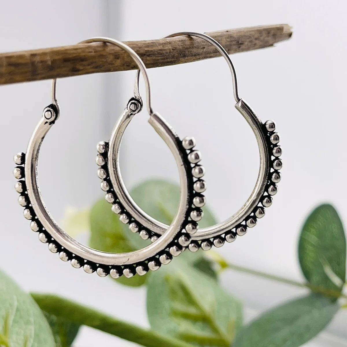 Boho Creolen-Ohrringe Silber Abira