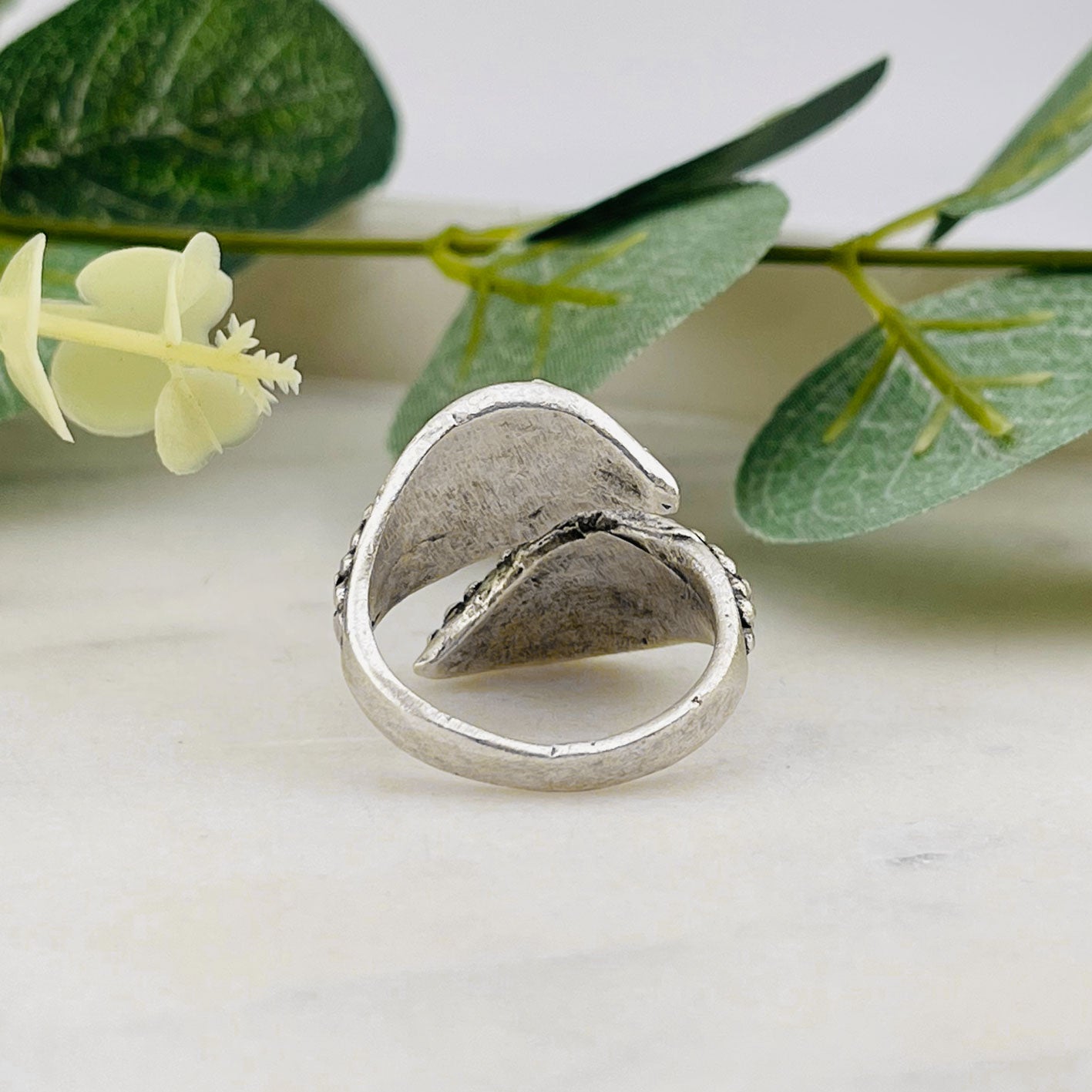Boho Fingerring Silber mit Blatt-Design Cleo