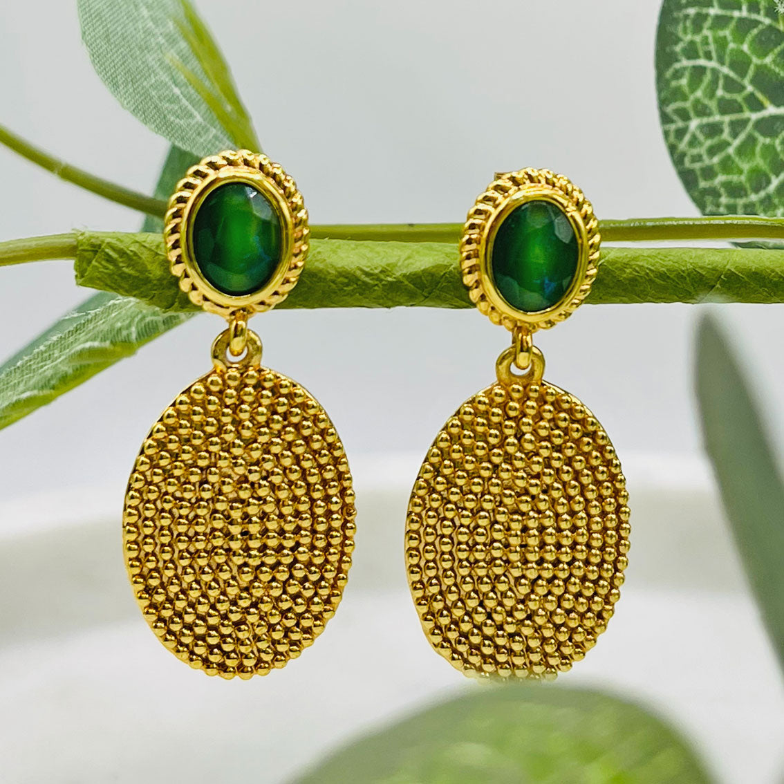 Boho Ohrringe Gold mit grünem Turmalin Pink Sand Shevona