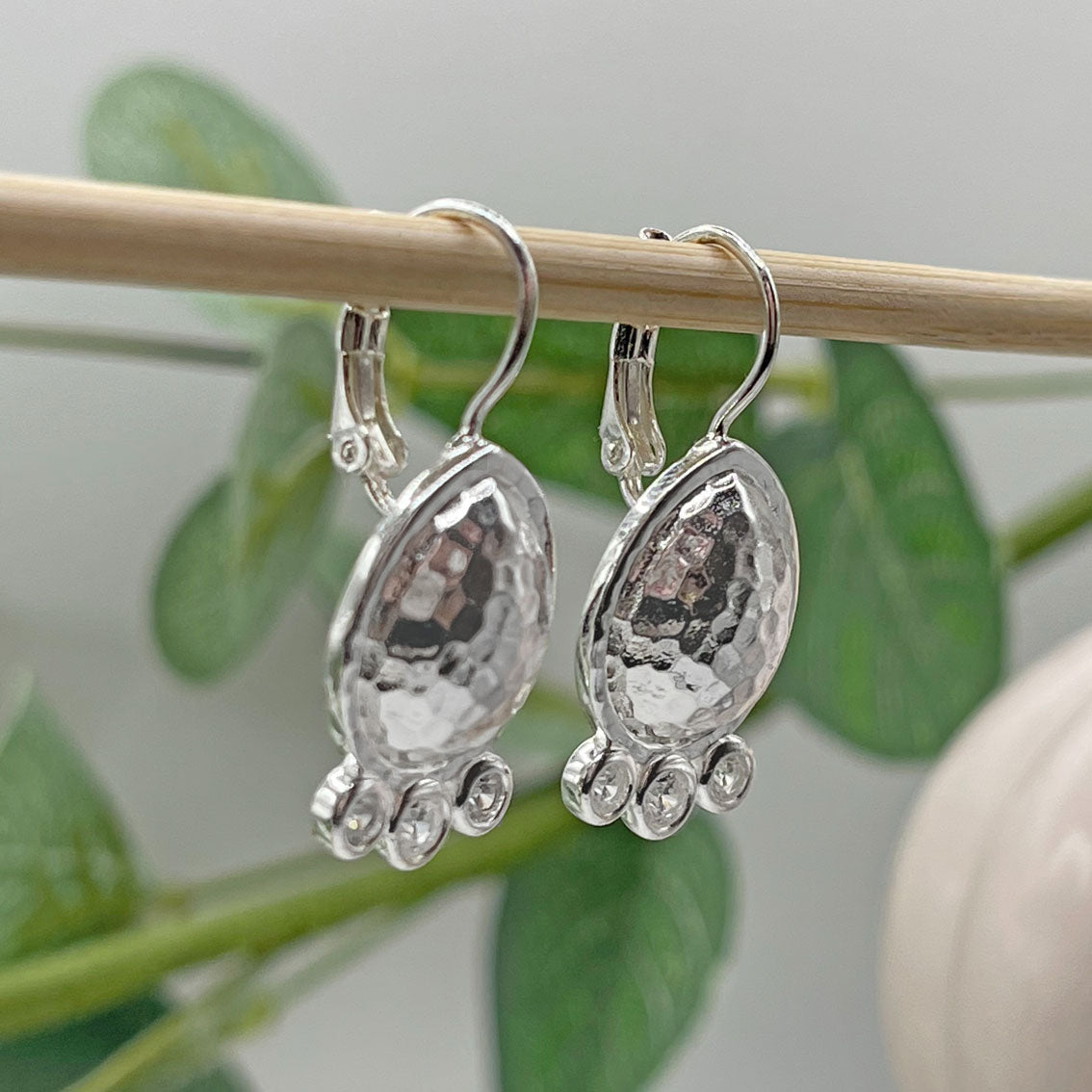 Silber-Ohrringe Boho mit Anhänger und Zirkonia Pink Sand Guyra