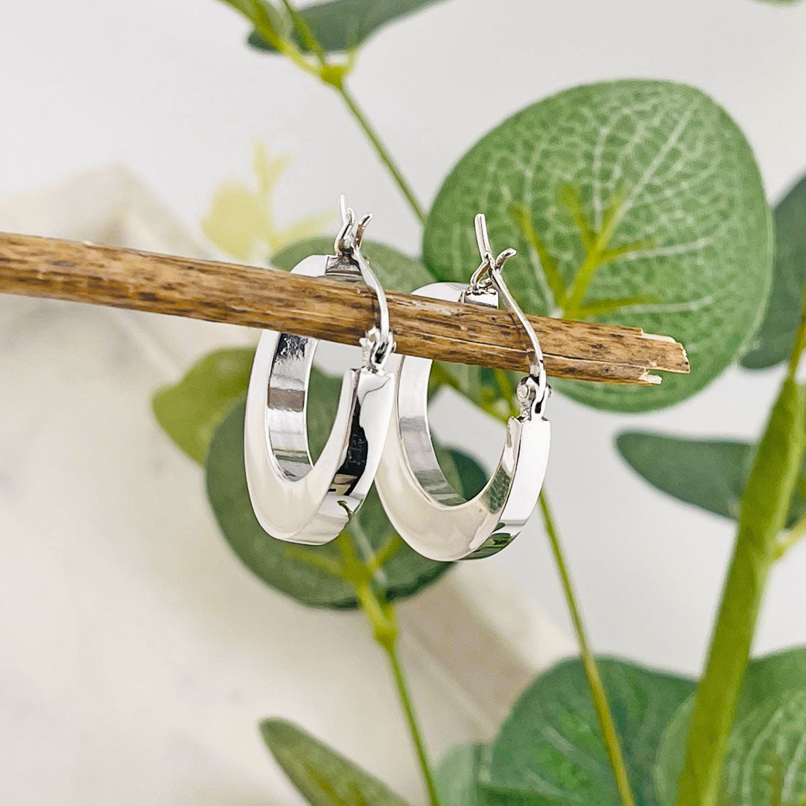 Breite Creolen Ohrringe Sterling Silber 925 Tasie