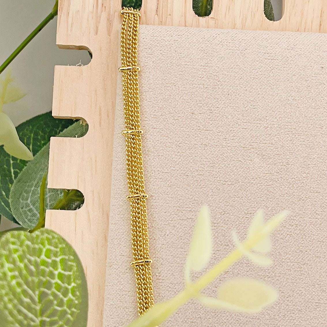 Breite Goldkette aus drei feinen Kettchen 18 K Gold filled Valonique