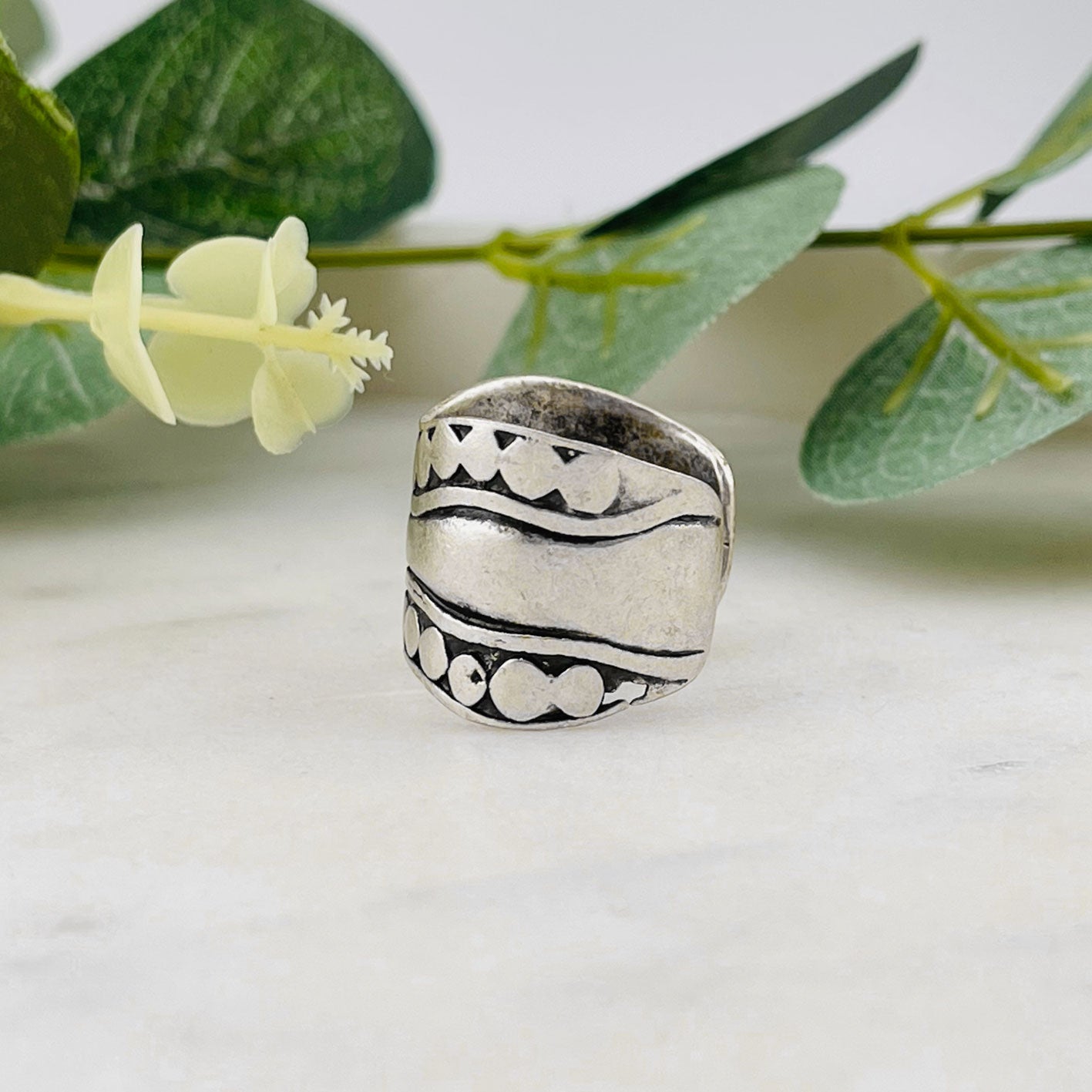 Breiter Boho Fingerring Silber Laya