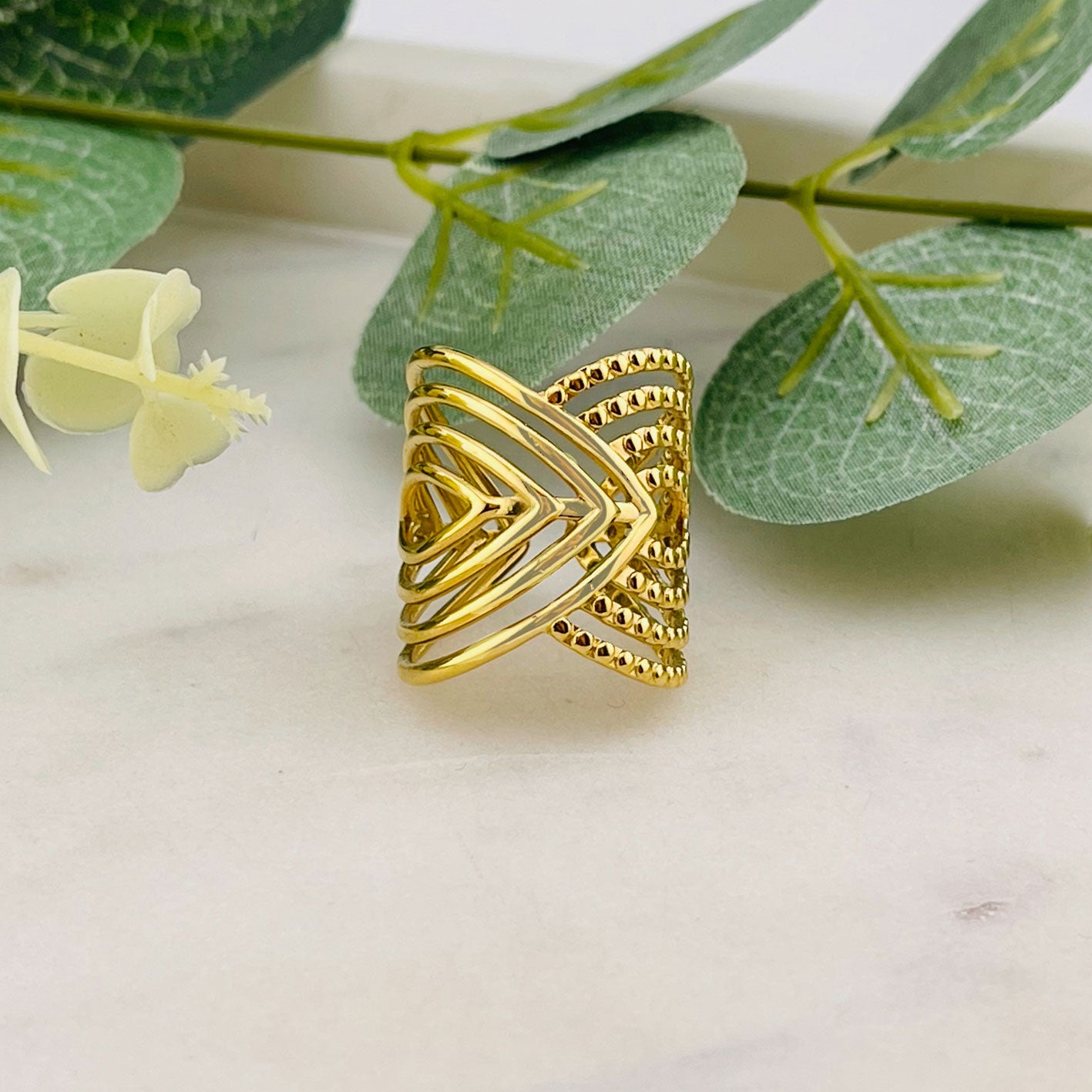 Breiter Goldring im Boho Style Teslin