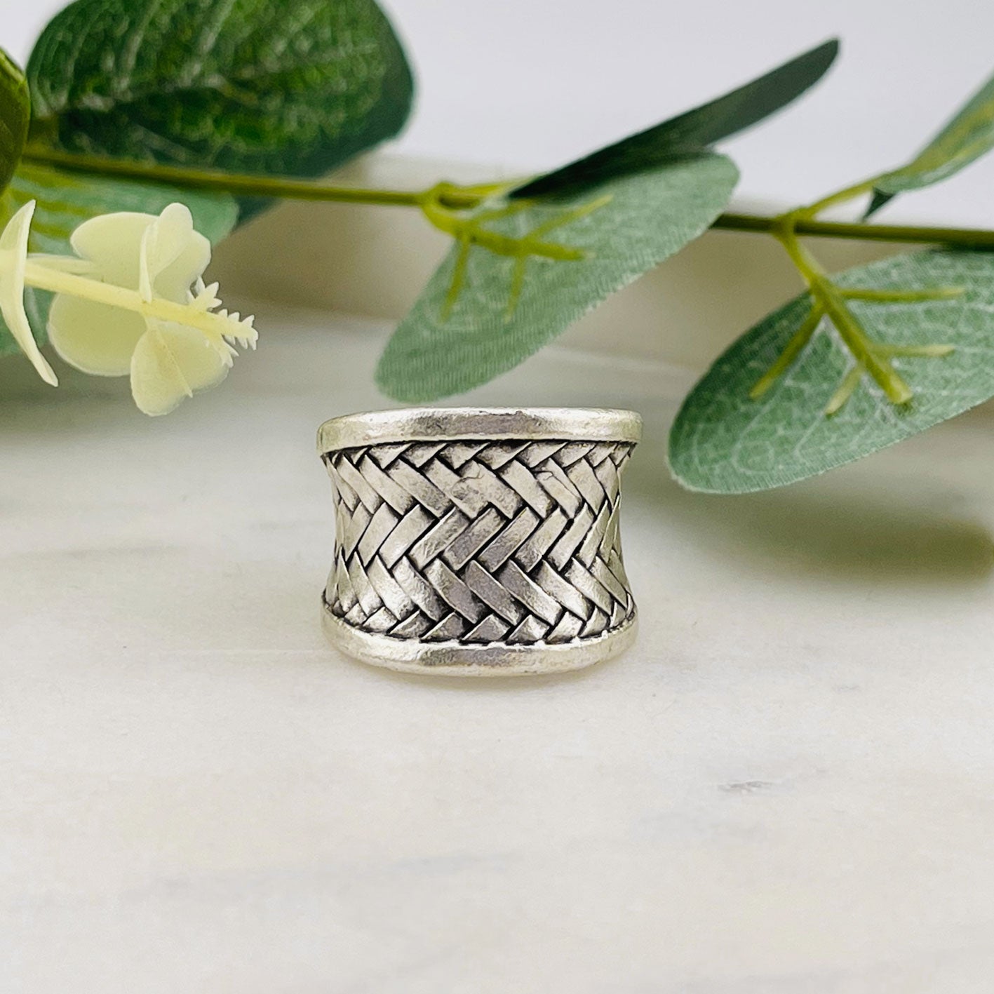 Breiter Silberring aus Zamak Boho-Style Brea