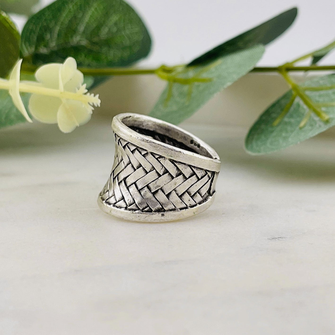 Breiter Silberring aus Zamak Boho-Style Brea