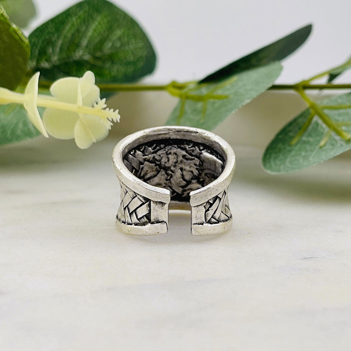 Breiter Silberring aus Zamak Boho-Style Brea
