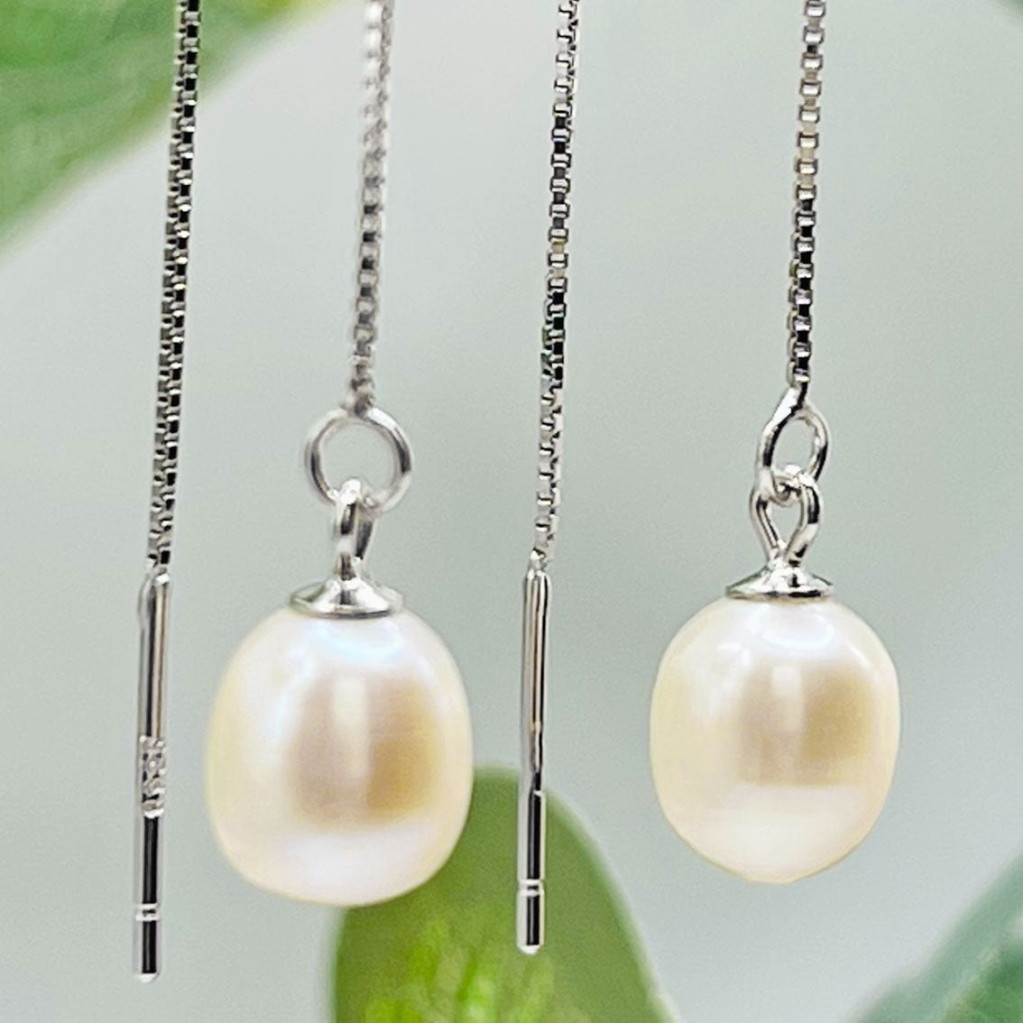 Feine Durchzieher-Ohrringe Silber mit Süsswasserperle
