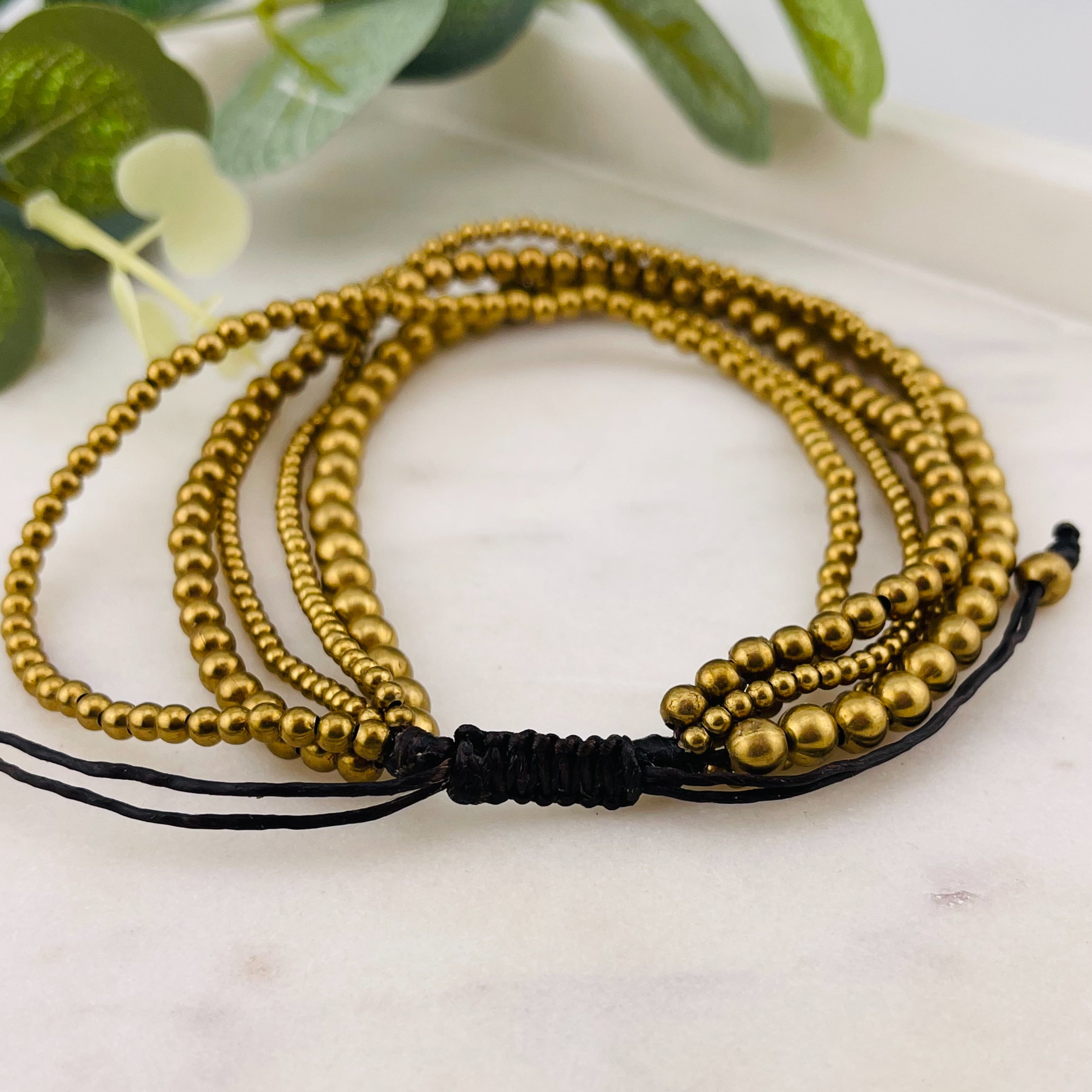 Hippie Fusskettchen mit Goldperlen Suri