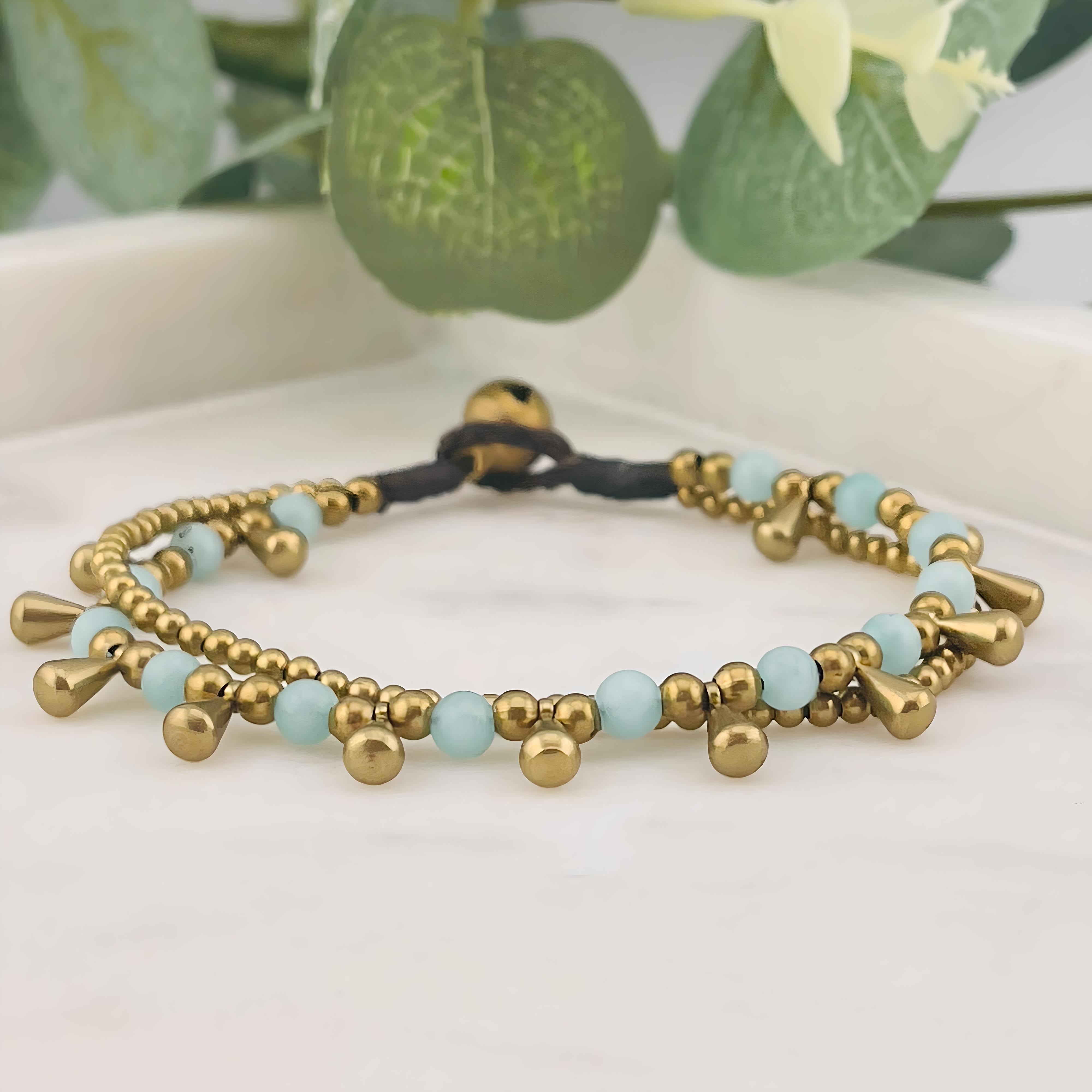 Boho Armband mit Türkis- und Messingperlen Gea