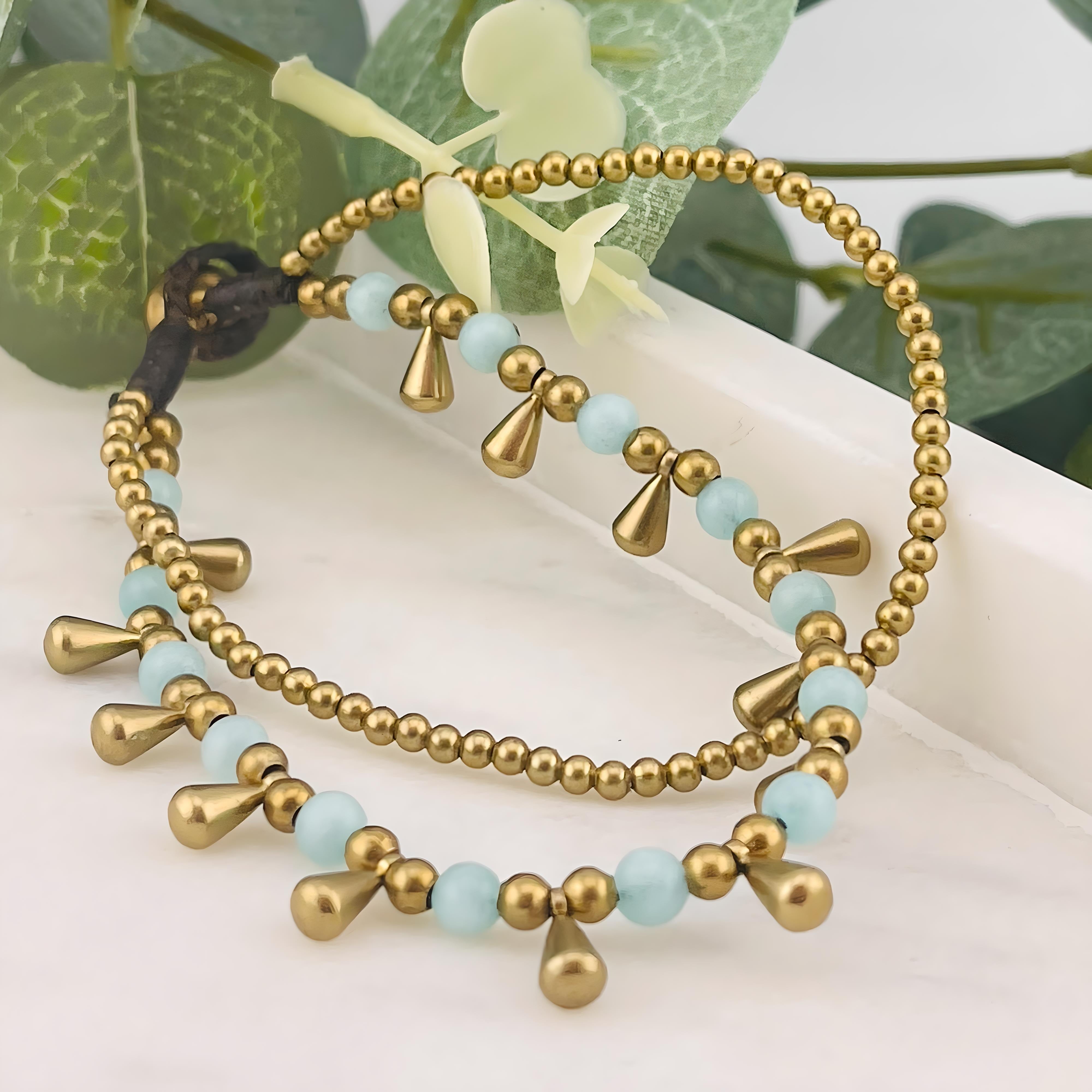 Boho Armband mit Türkis- und Messingperlen Gea