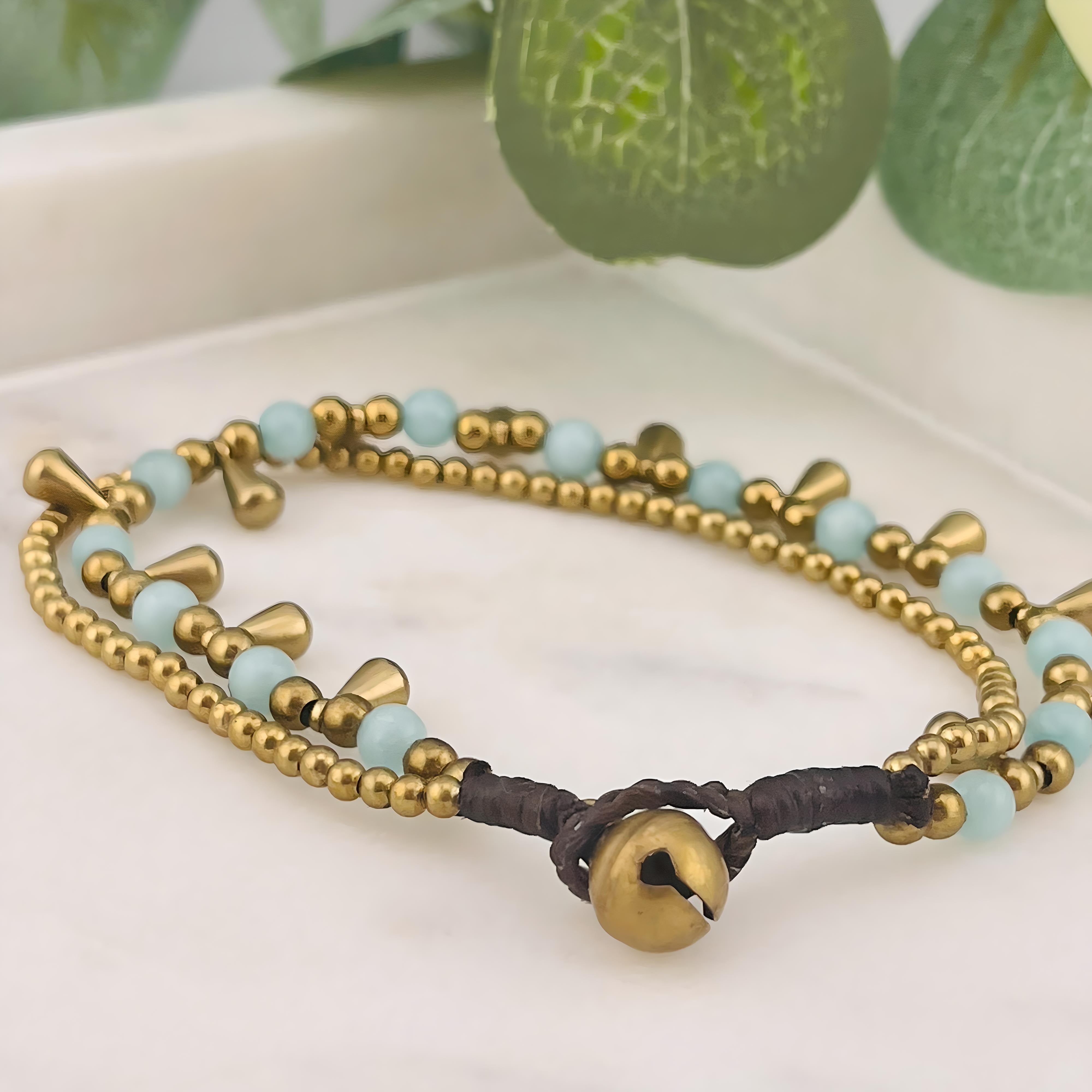 Boho Armband mit Türkis- und Messingperlen Gea