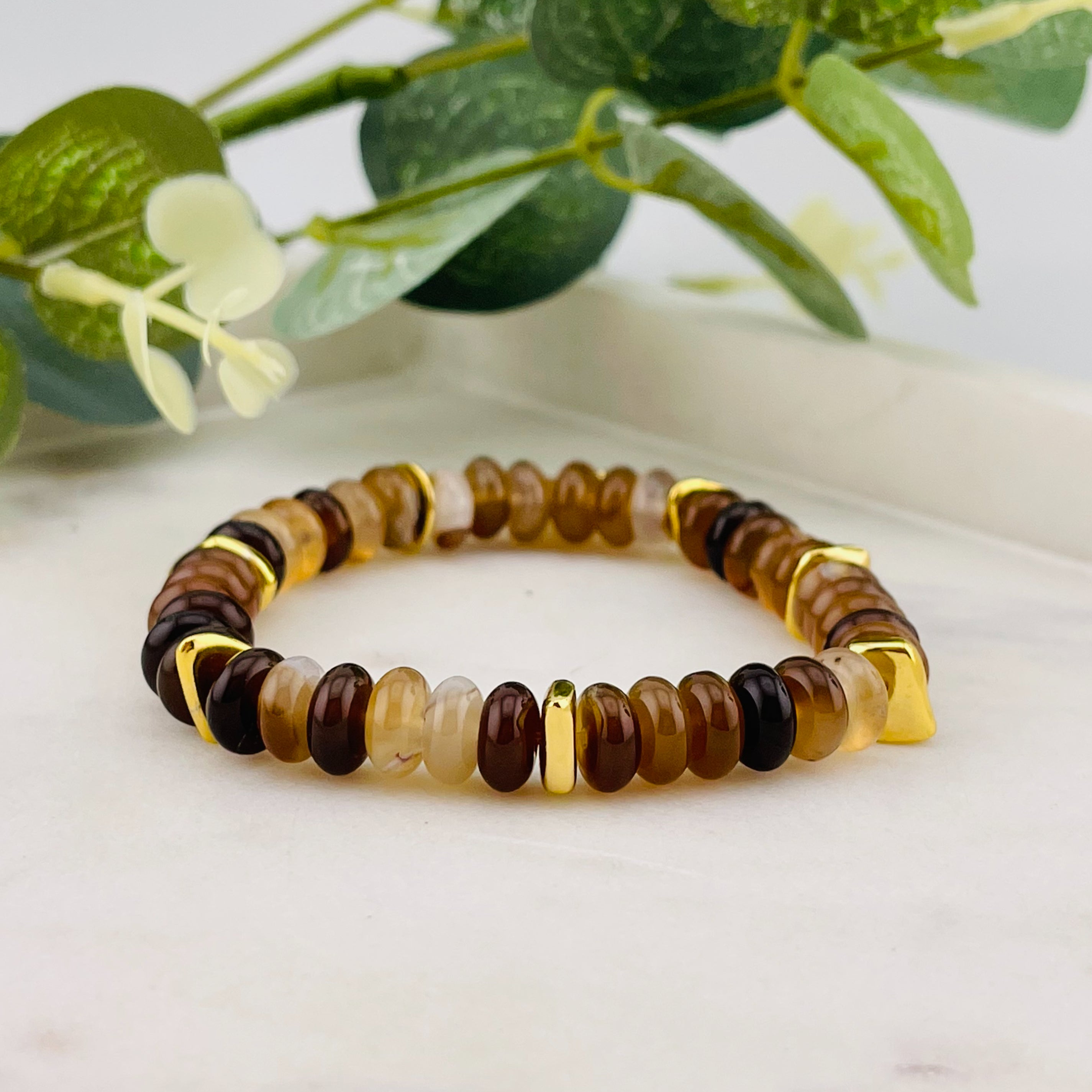 Trendiges Perlen Armband braun und gold Jolien