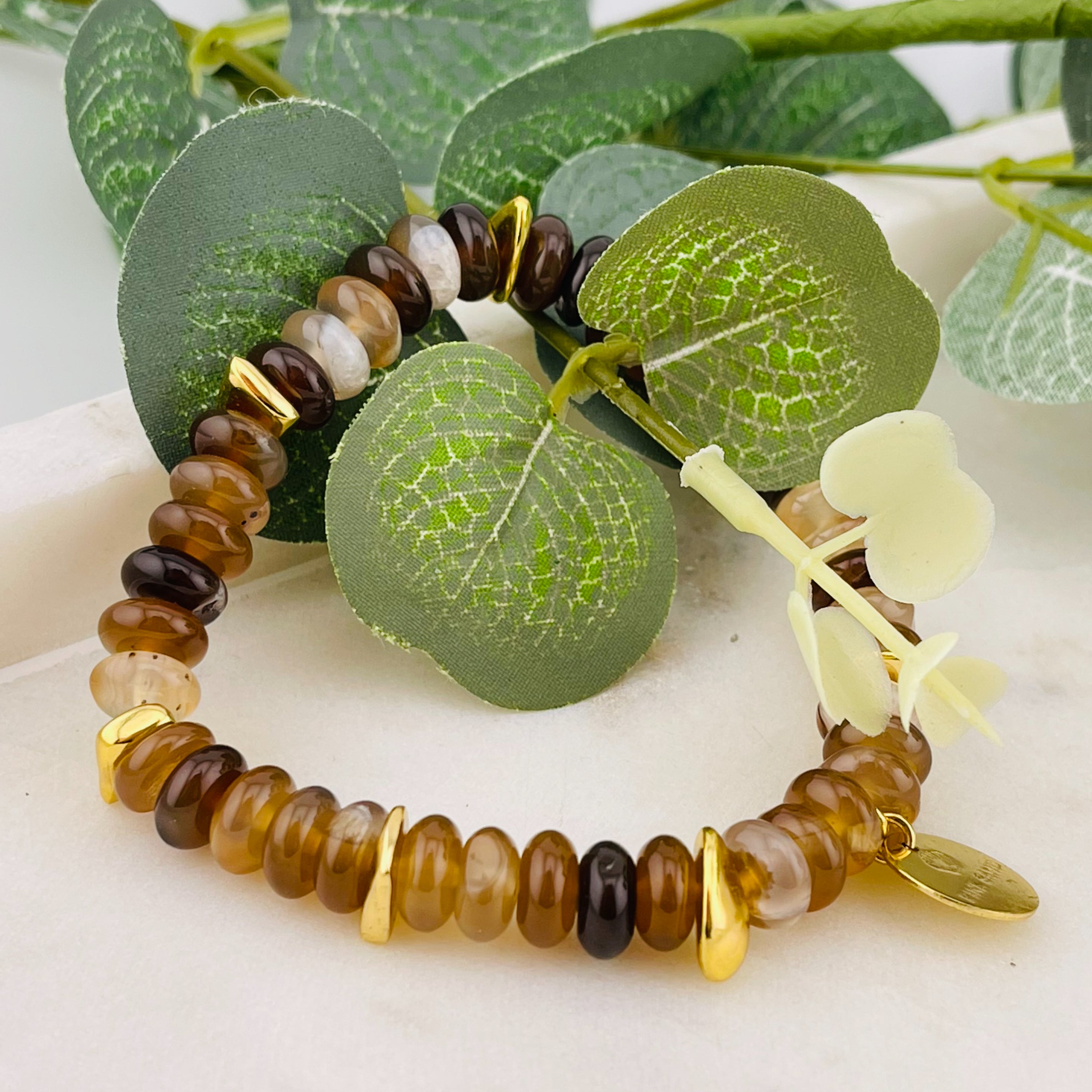 Trendiges Perlen Armband braun und gold Jolien