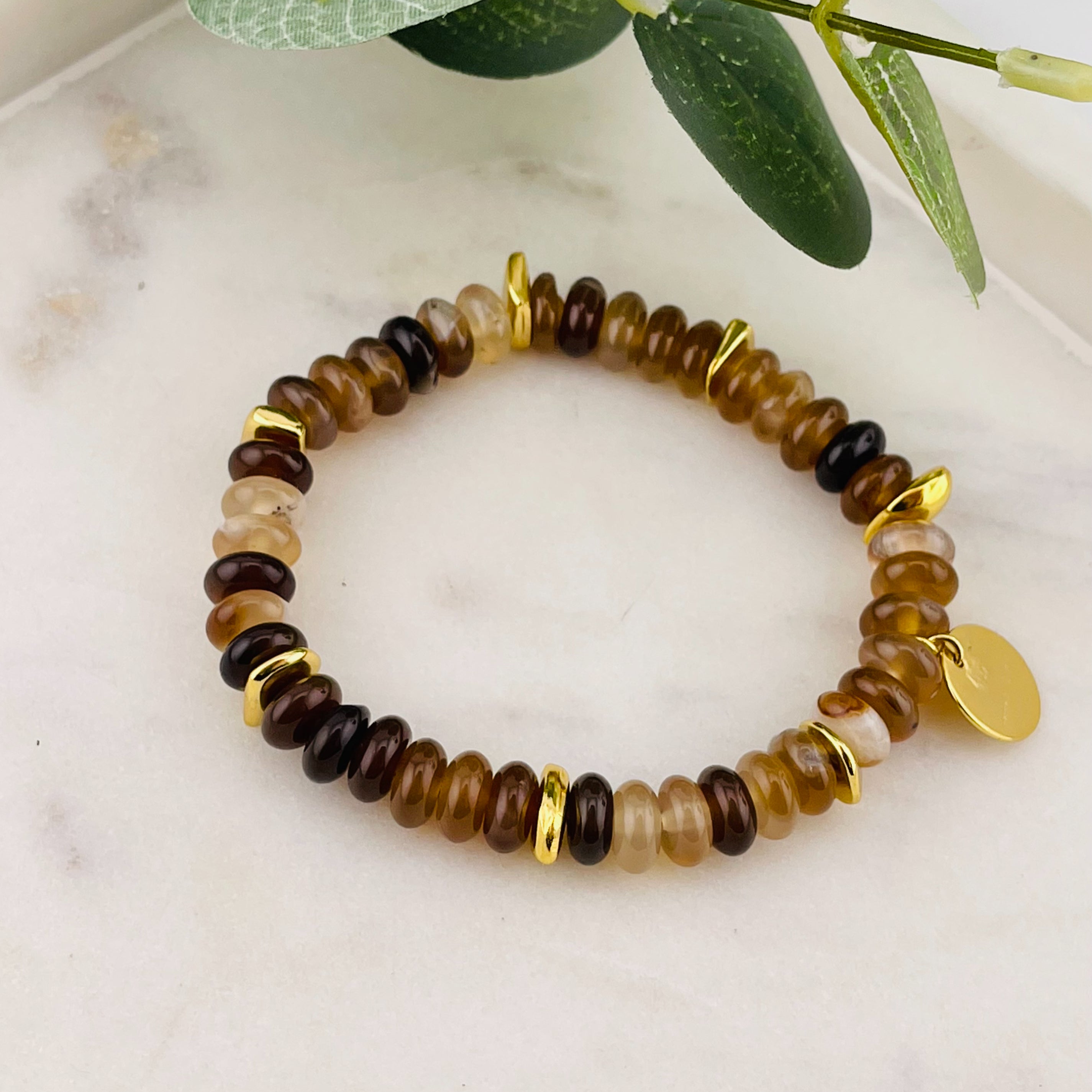Trendiges Perlen Armband braun und gold Jolien