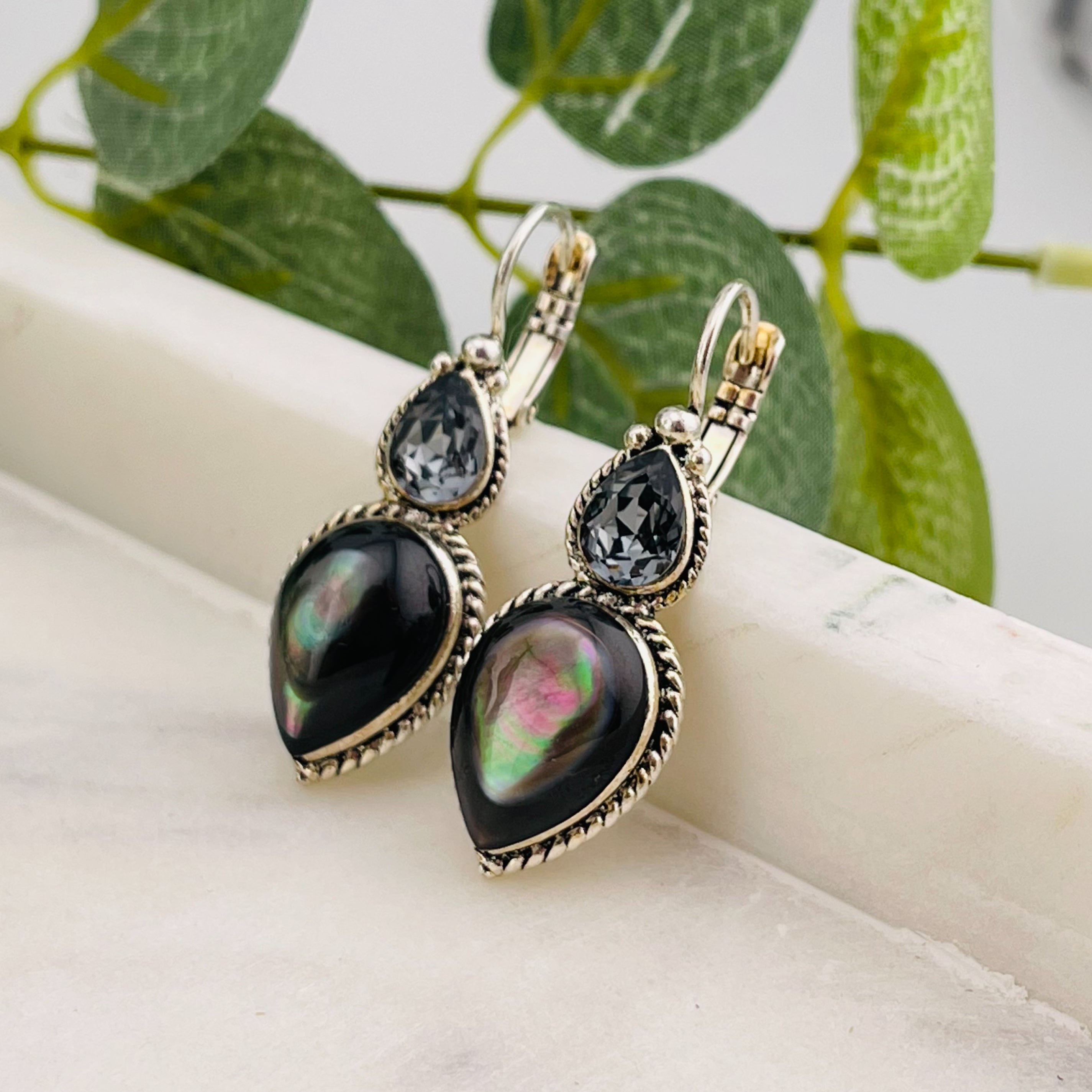 Une Ligne Ohrringe Silber mit Swarovski Boho Lydia