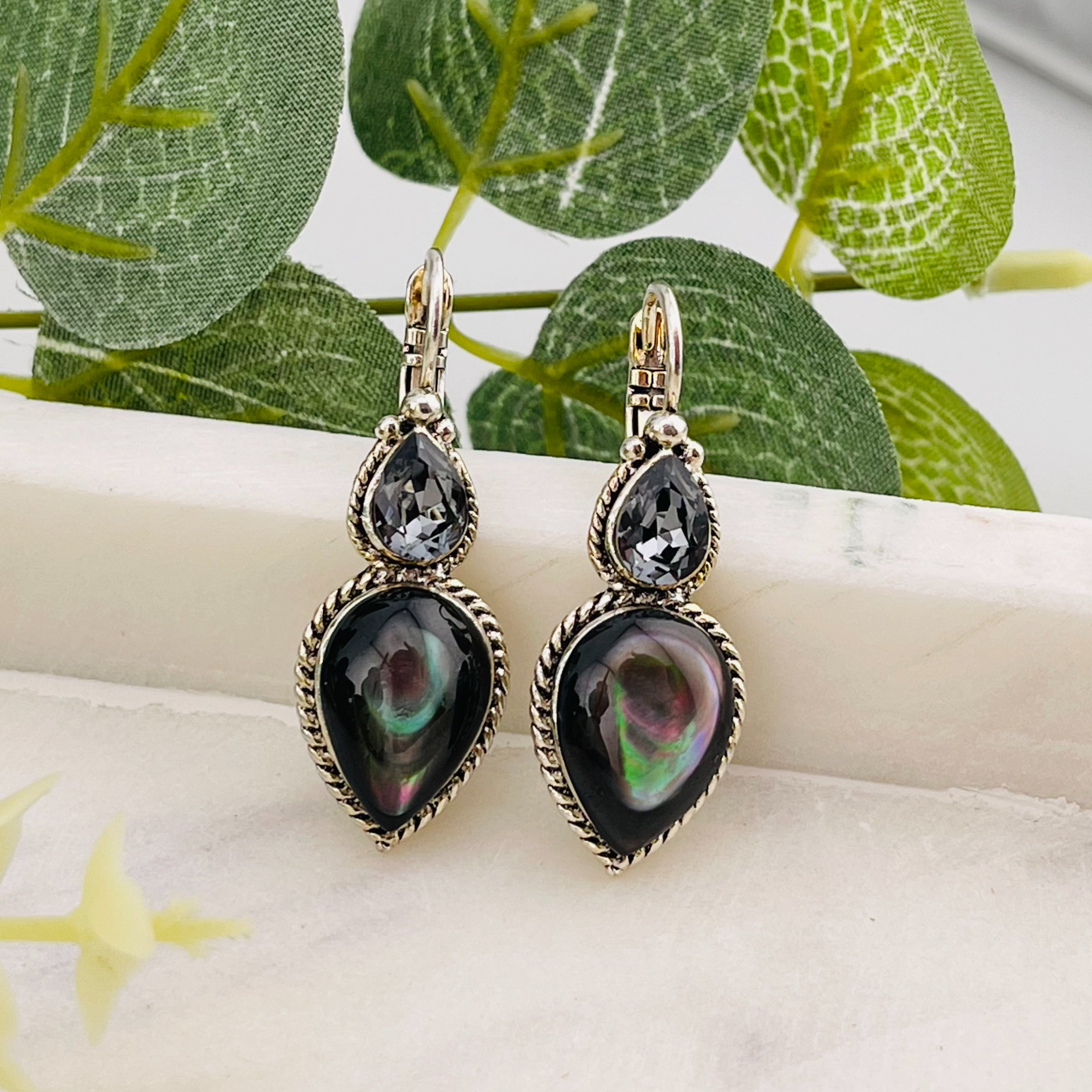 Une Ligne Ohrringe Silber mit Swarovski Boho Lydia