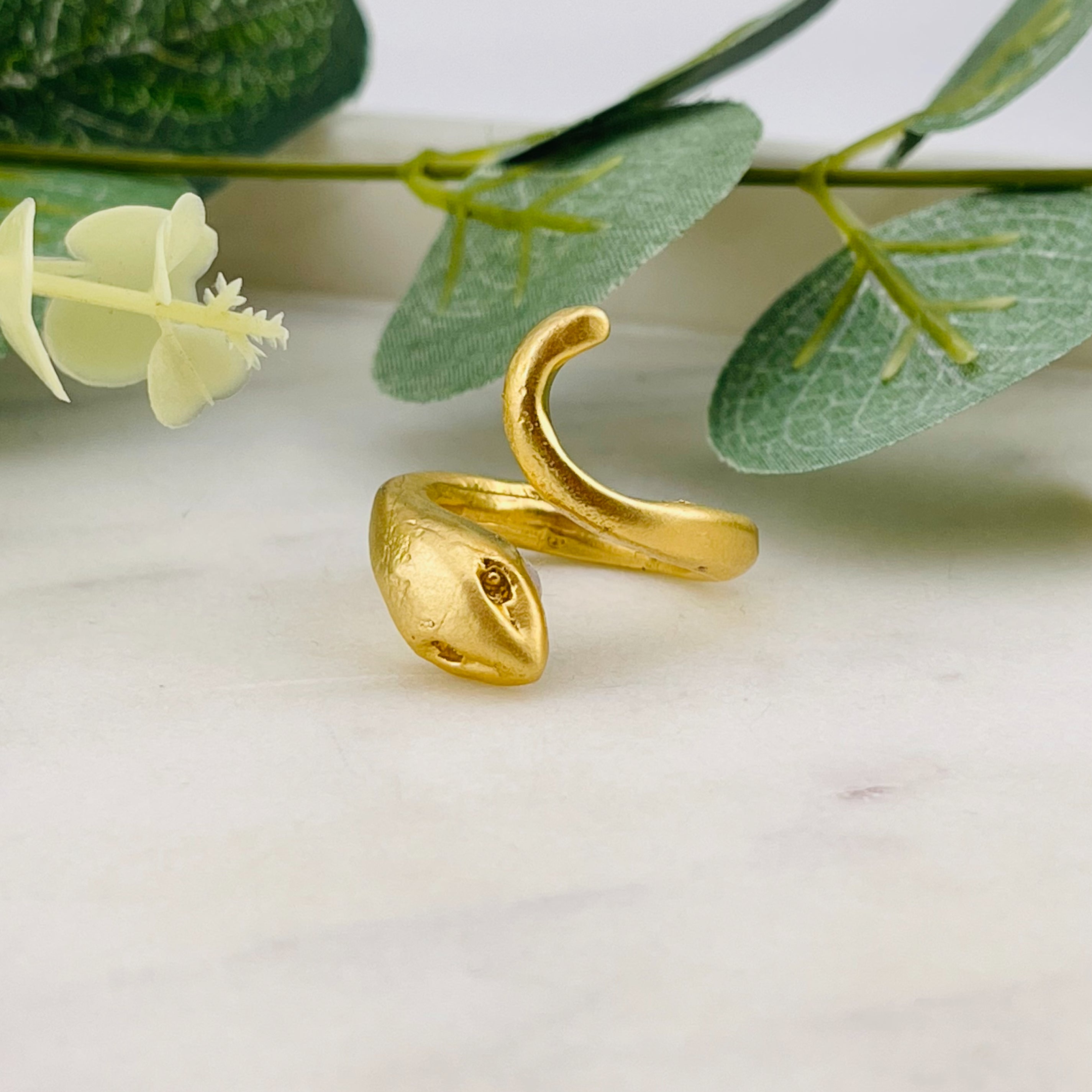Goldener Ring in Form einer freundlichen Schlage Shinae
