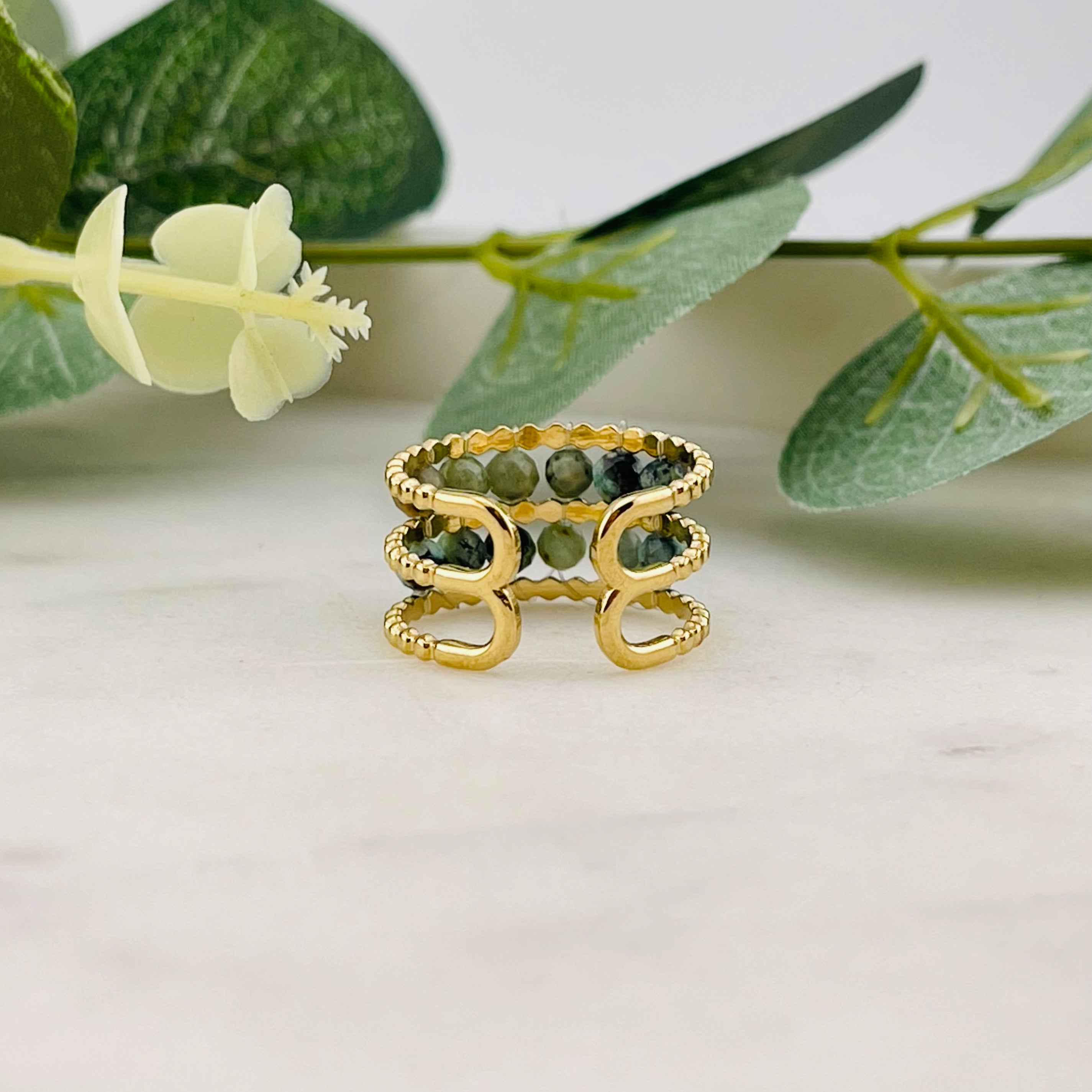 Boho Goldring mit türkis Steinen Melor