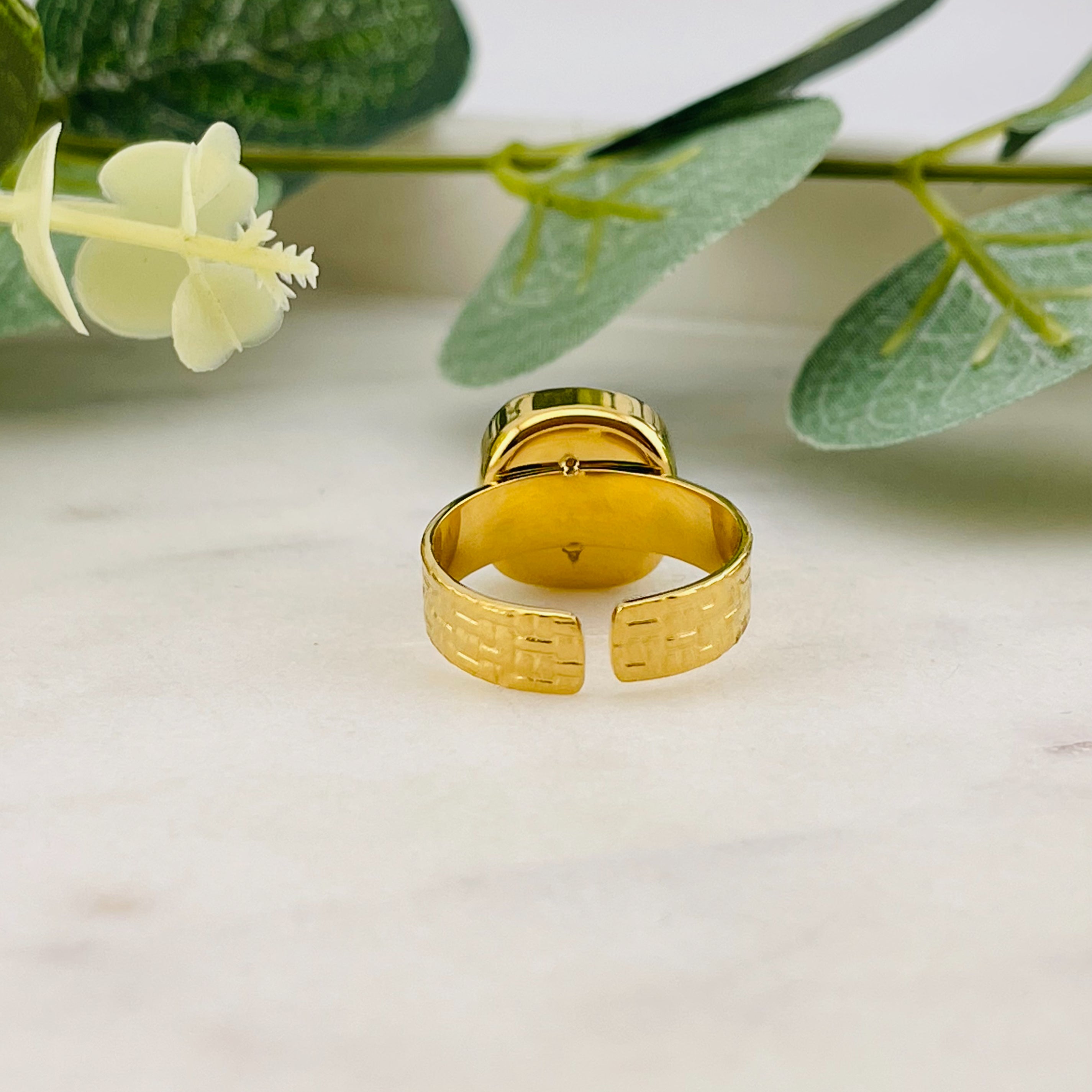 Offener Boho Goldring mit Zitronen-Achat Bizue