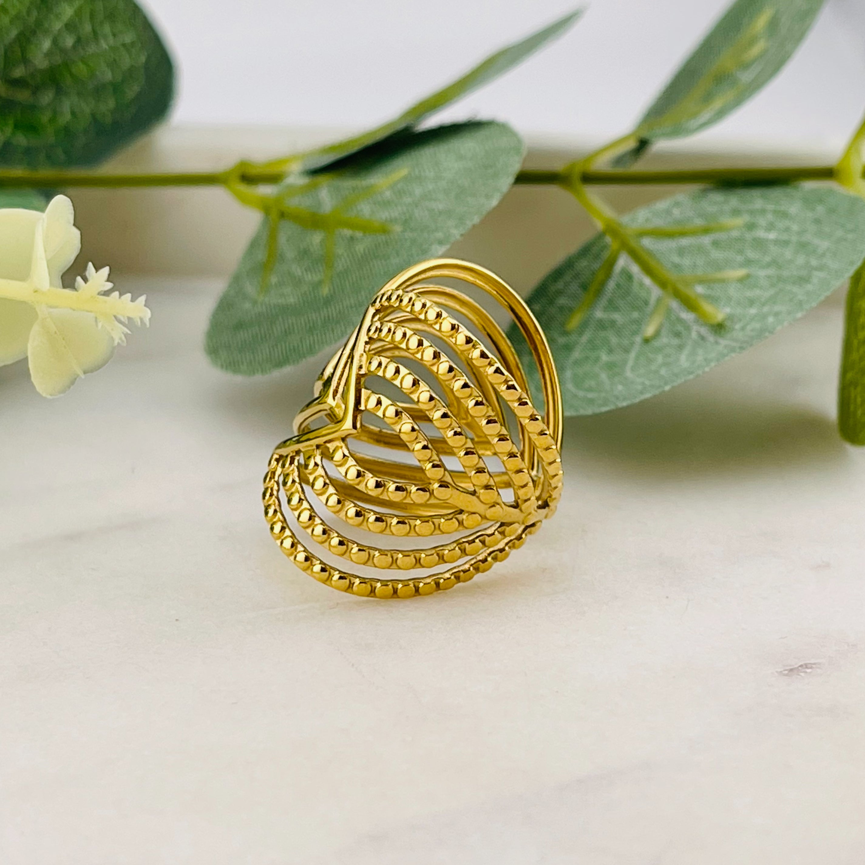 Breiter Goldring im Boho Style Teslin