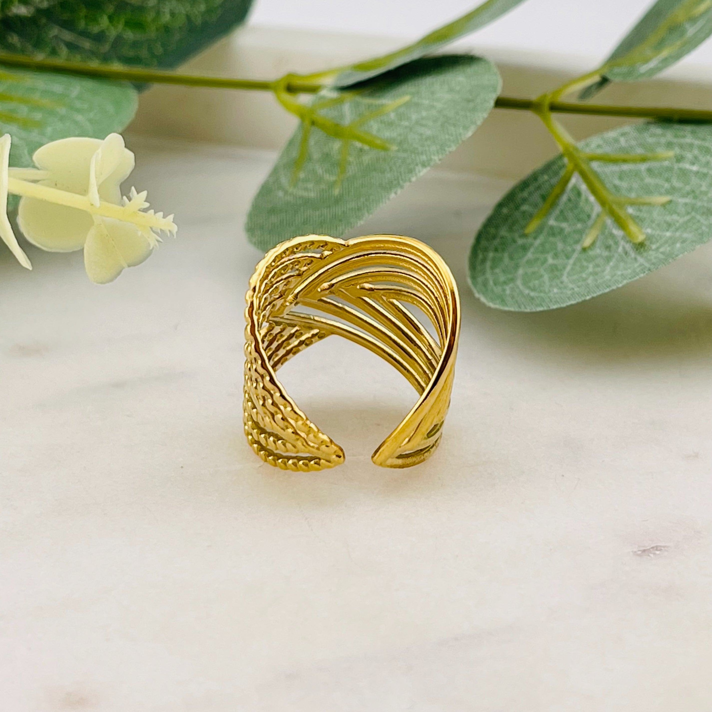 Breiter Goldring im Boho Style Teslin