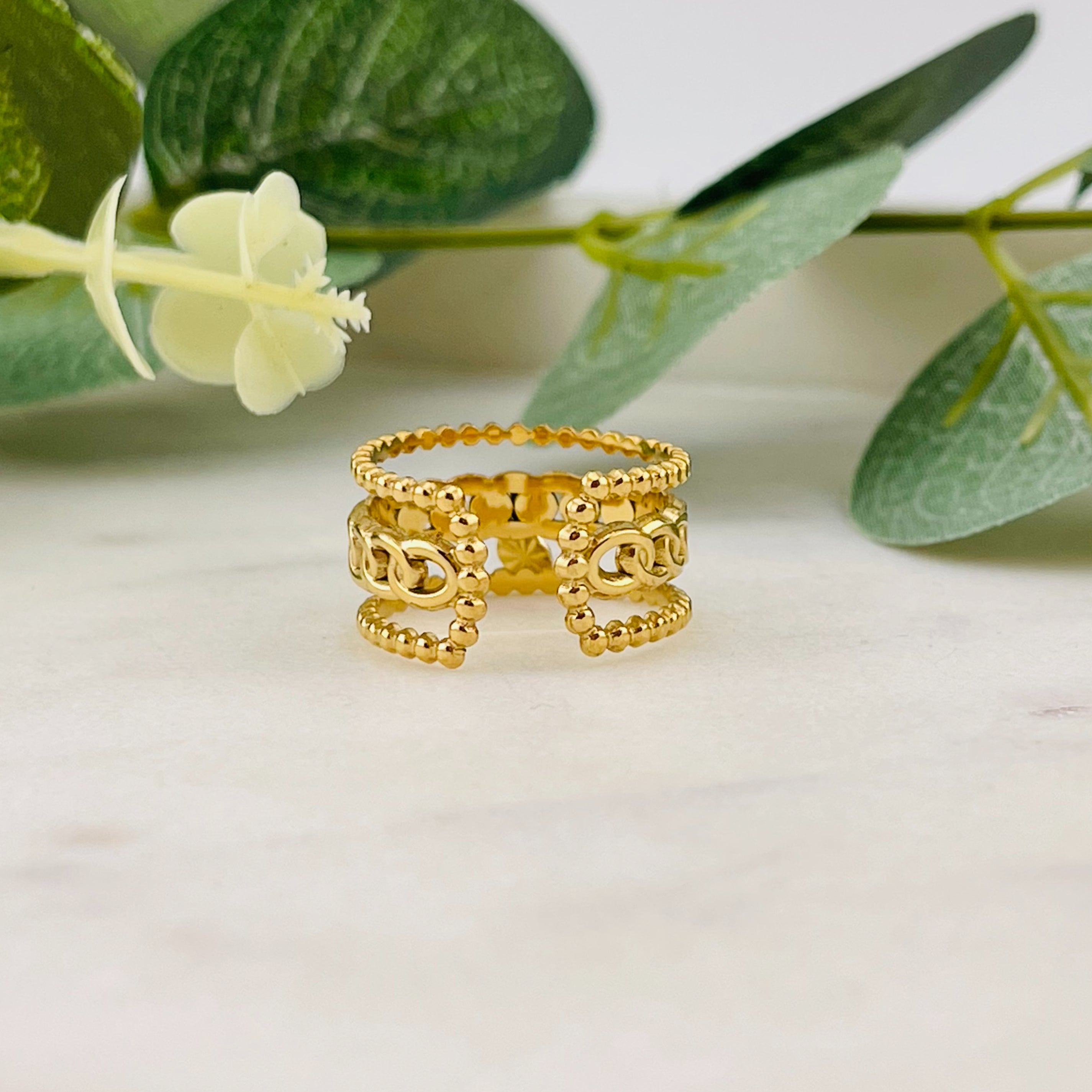 Boho Goldring mit kleinem Anhänger Andaris