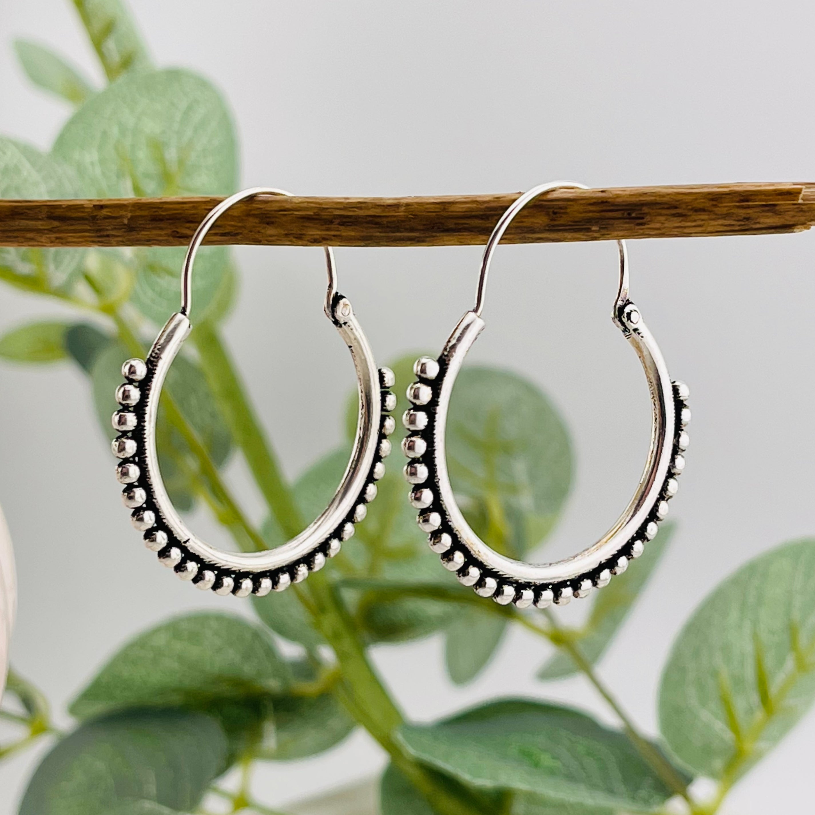 Boho Creolen-Ohrringe Silber Abira
