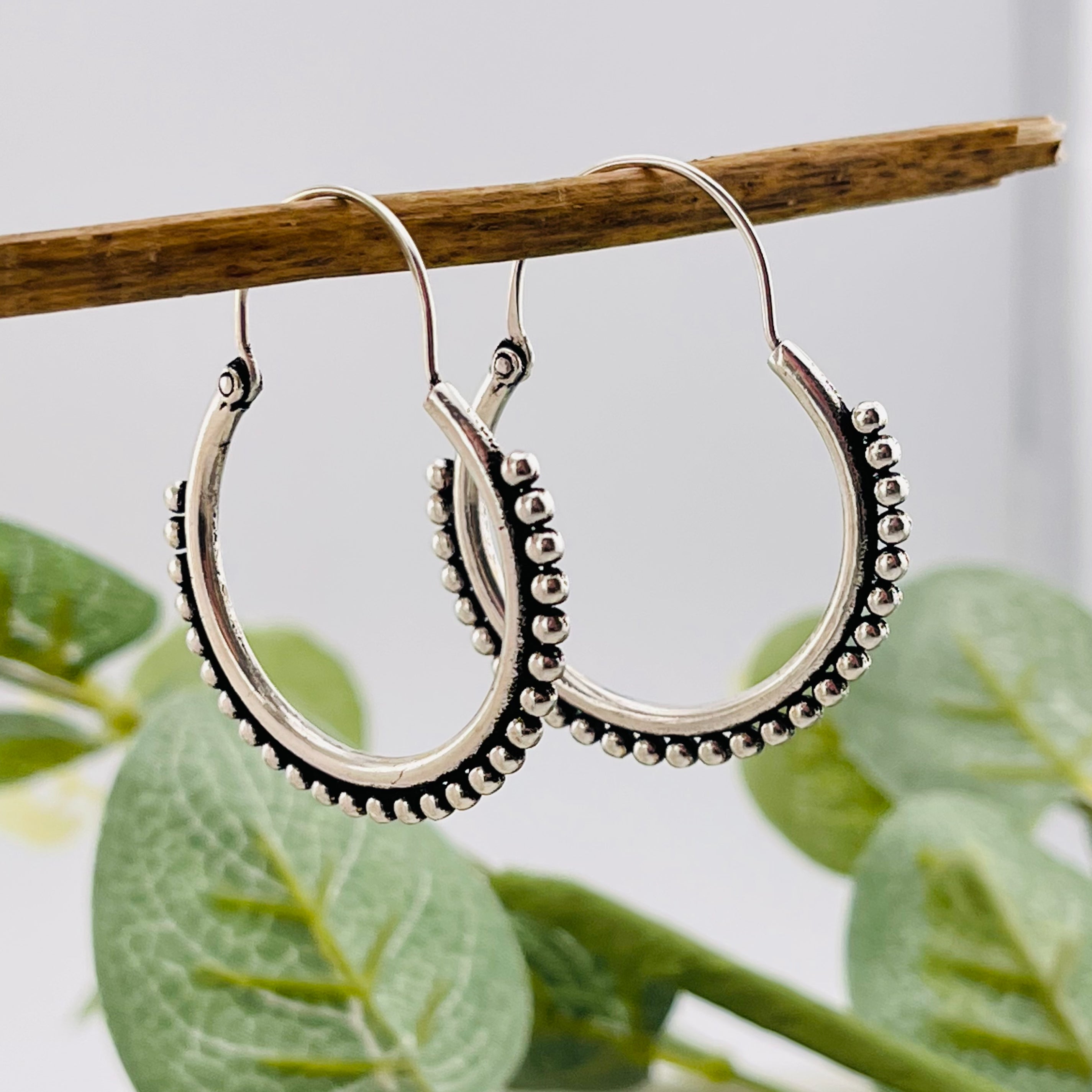 Boho Creolen-Ohrringe Silber Abira