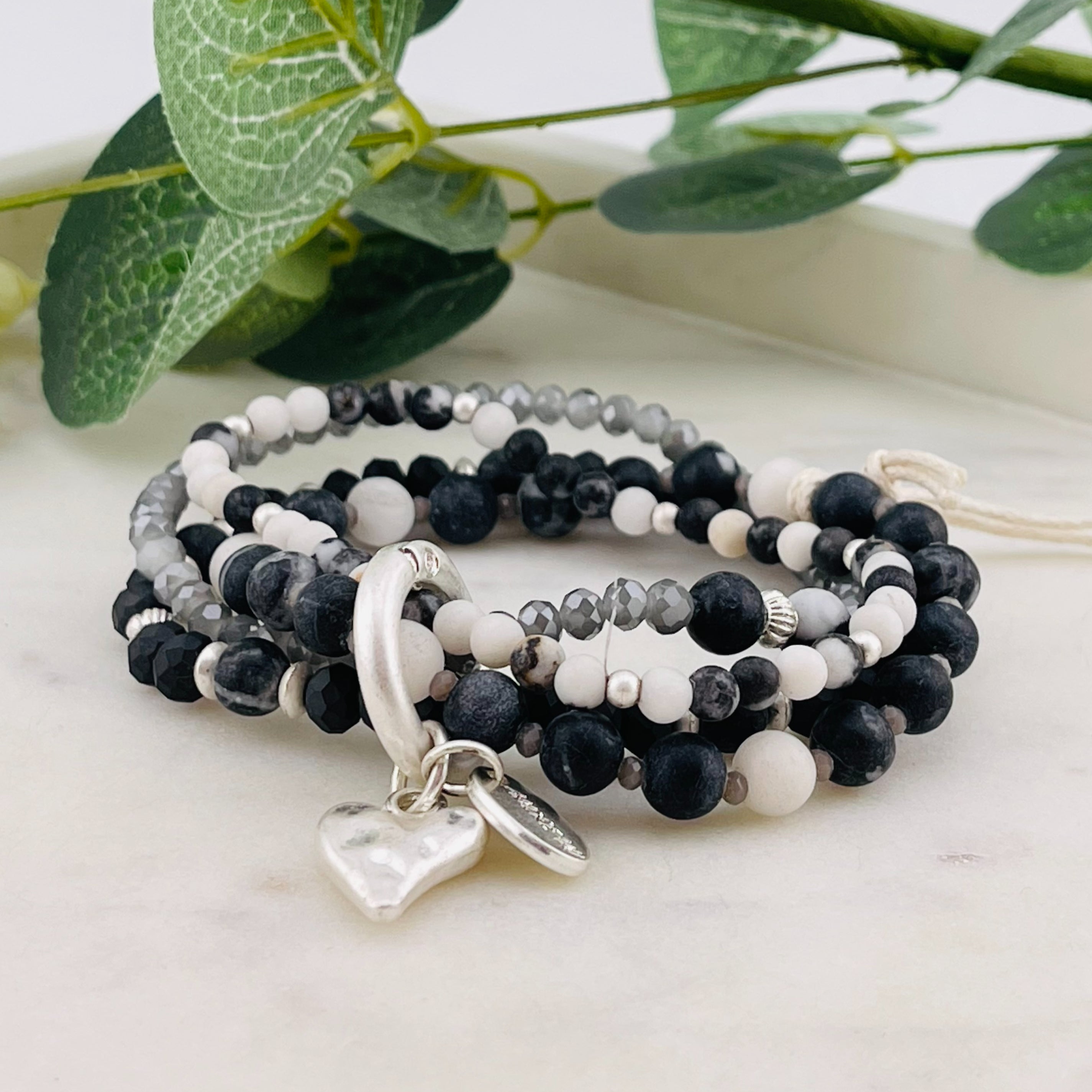 Elastisches Multistrang Steinperlen-Armband Jaspis Bahia