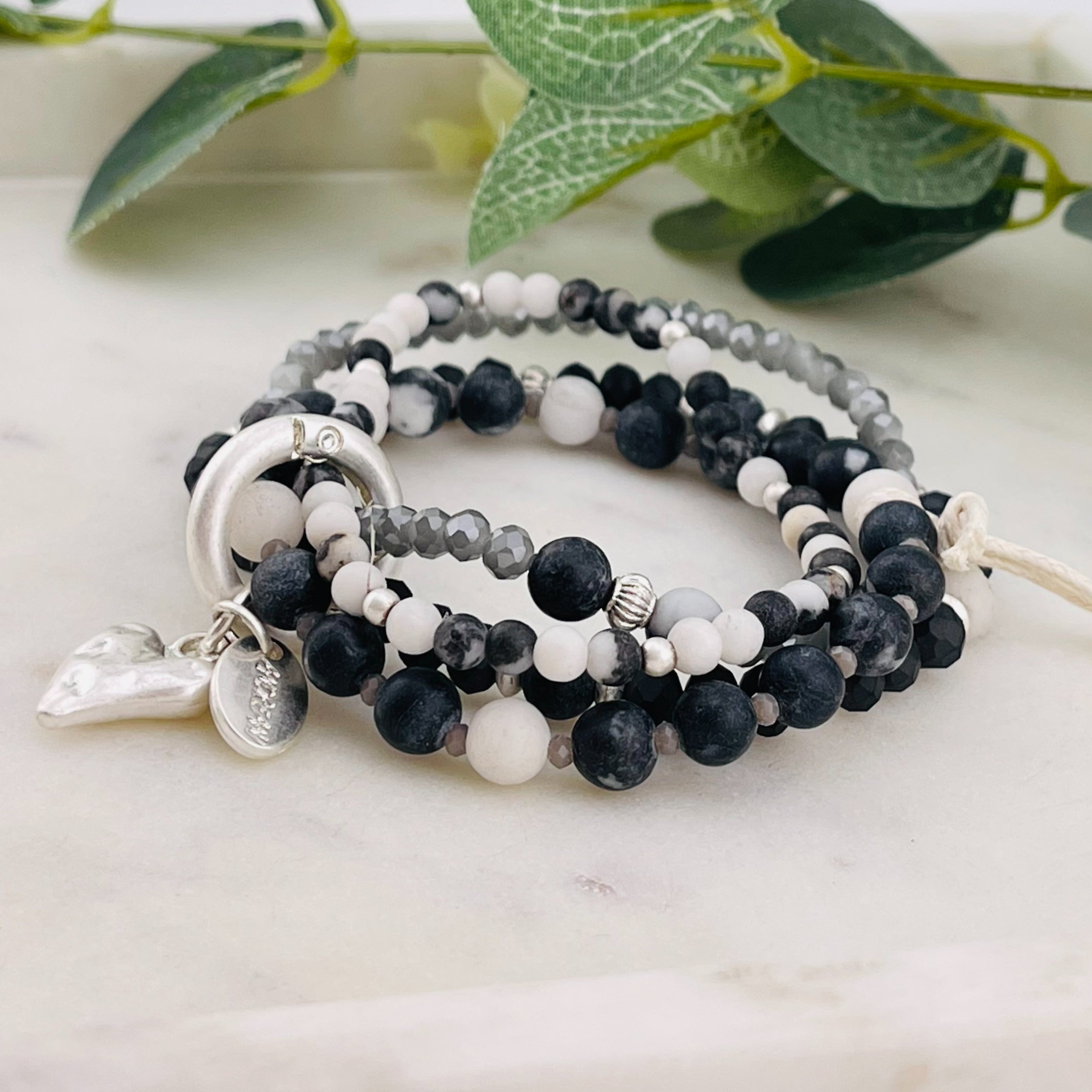 Elastisches Multistrang Steinperlen-Armband Jaspis Bahia