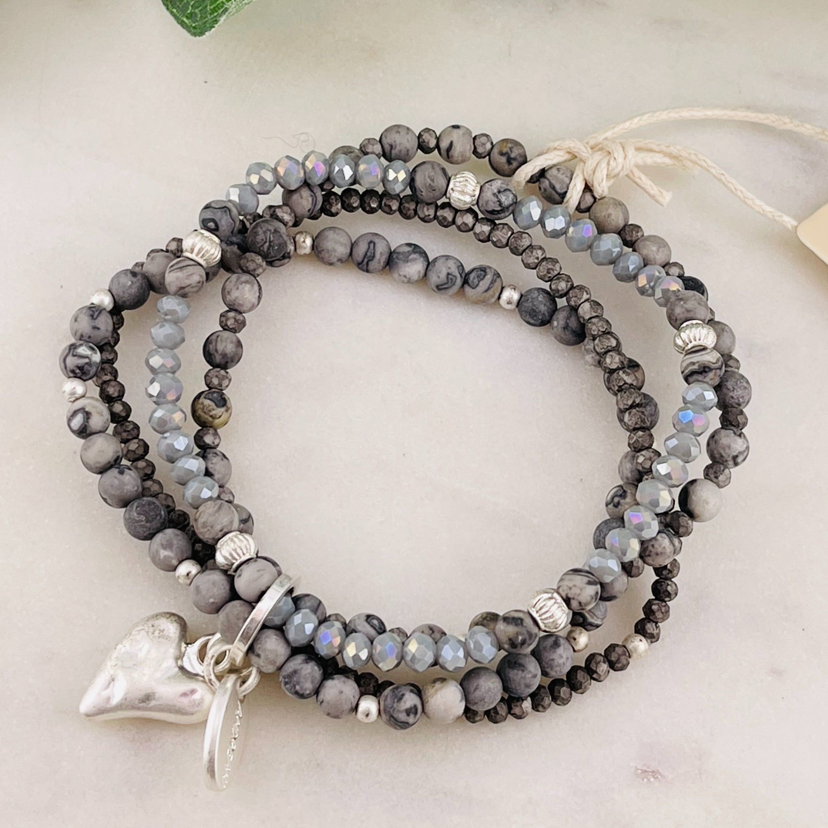 Elastisches Multistrang Steinperlen-Armband Picasso Jaspis Vidaly