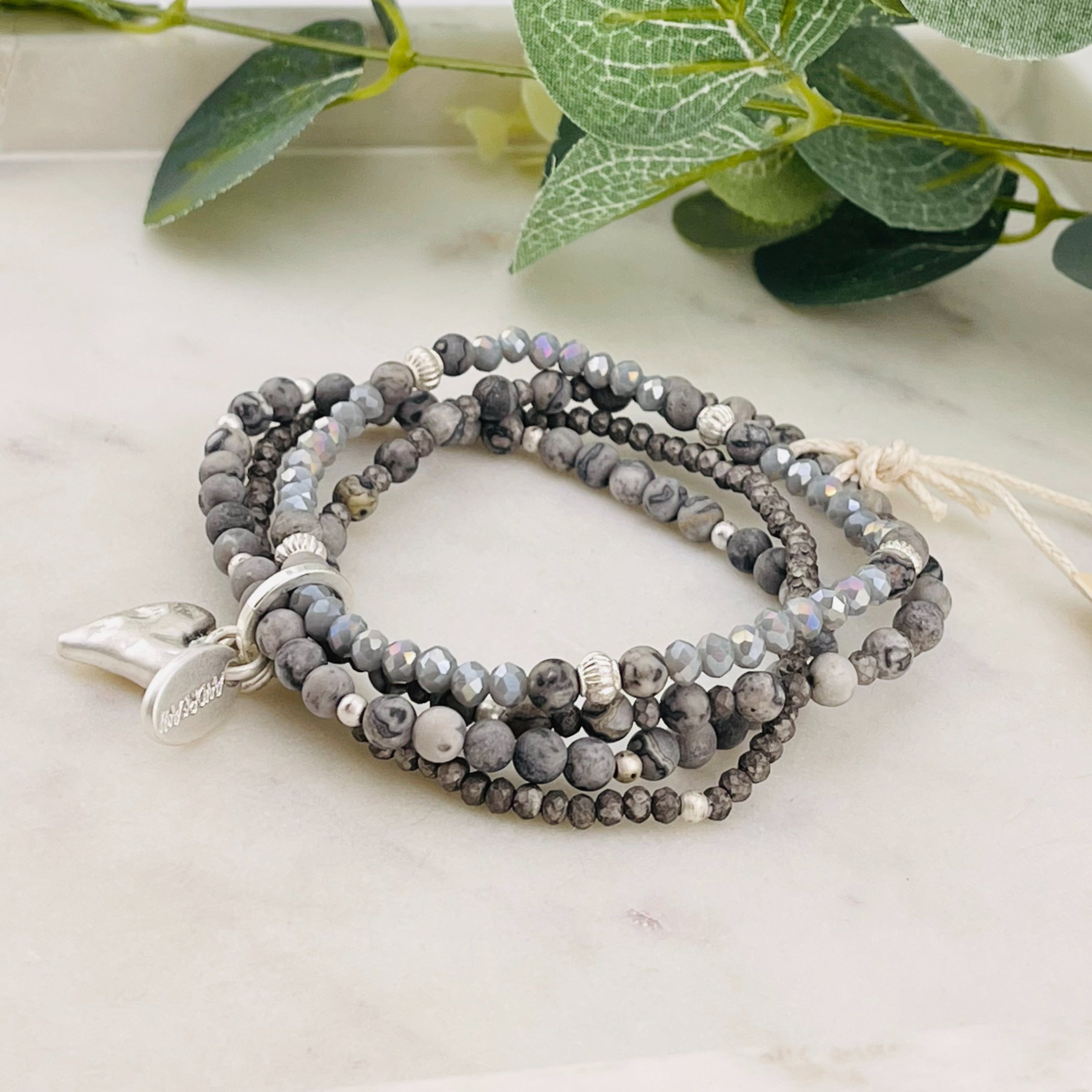 Elastisches Multistrang Steinperlen-Armband Picasso Jaspis Vidaly