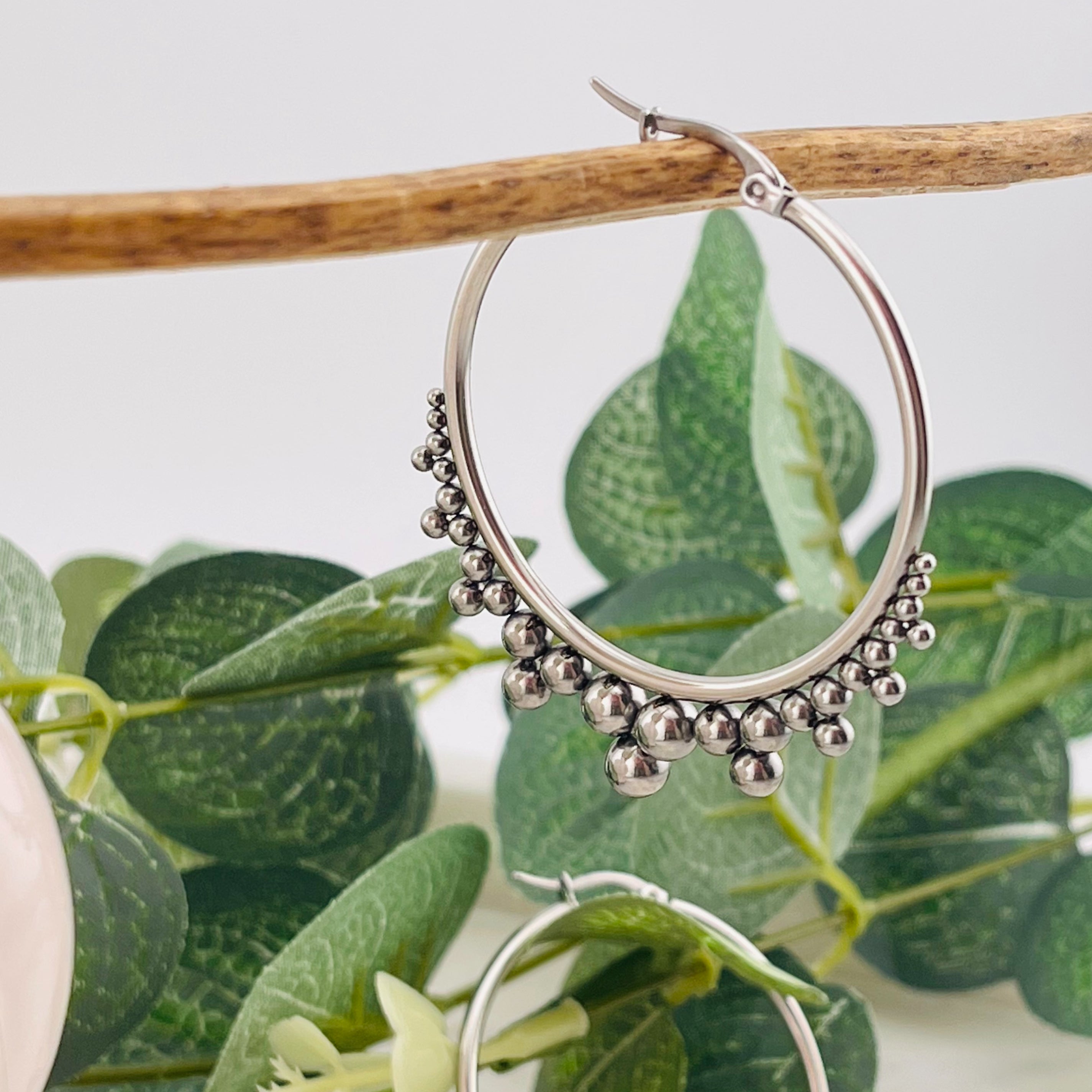 Grosse Reifenohrringe Silber Boho aus Chirurgenstahl Aina