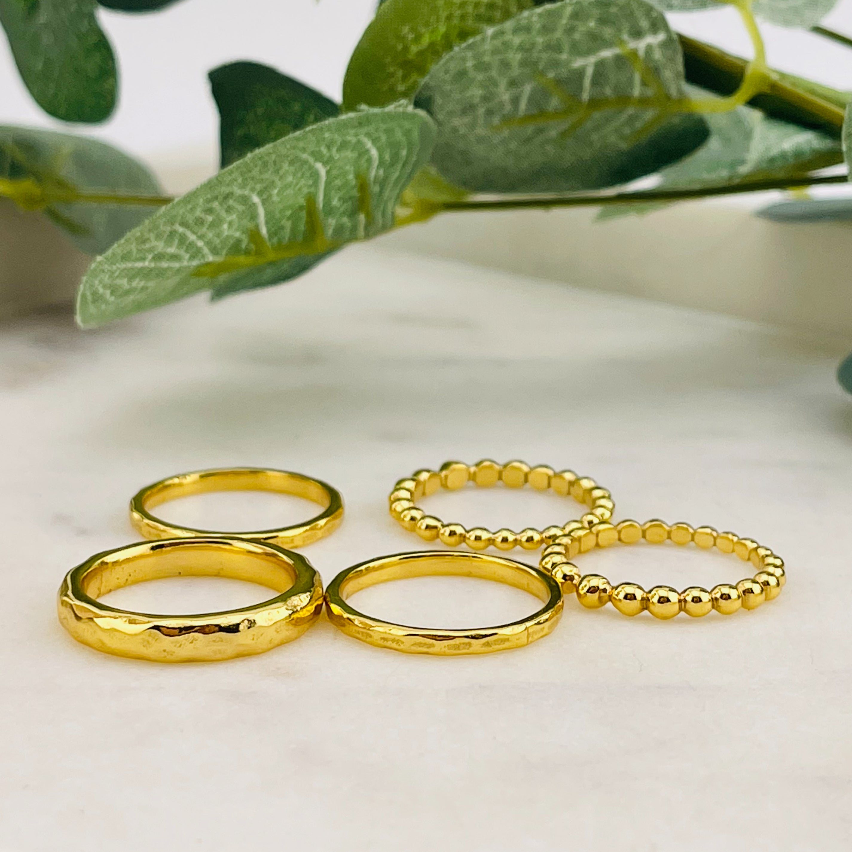 Goldring Set mit 5 Ringen Pink Sand Pearl
