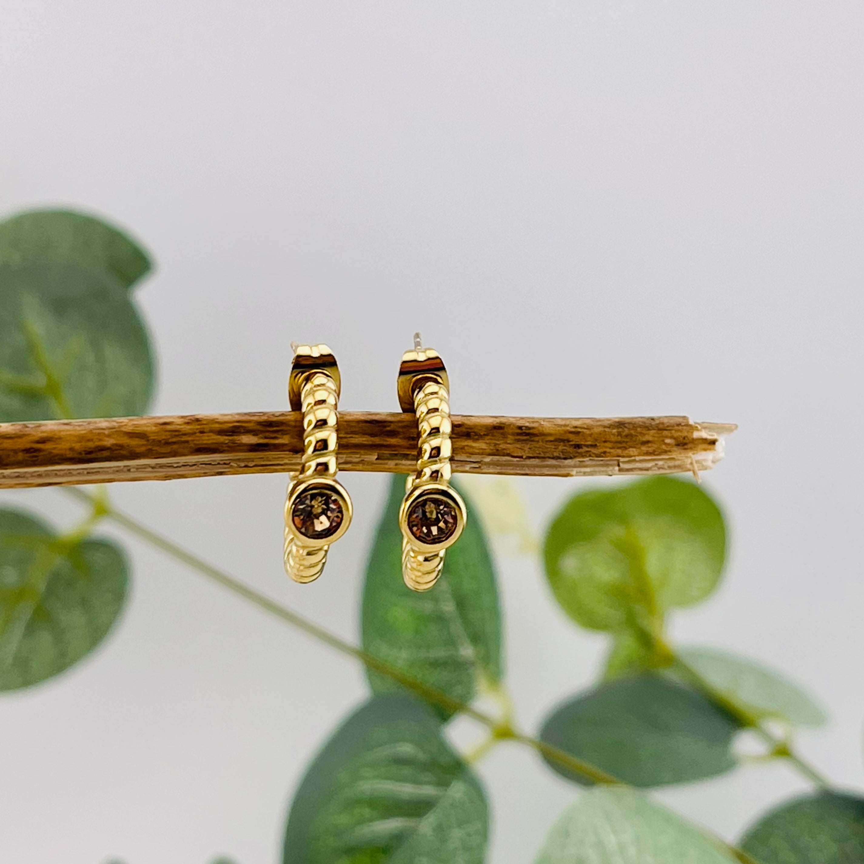 Steckercreolen Gold mit Zirkonia Teva