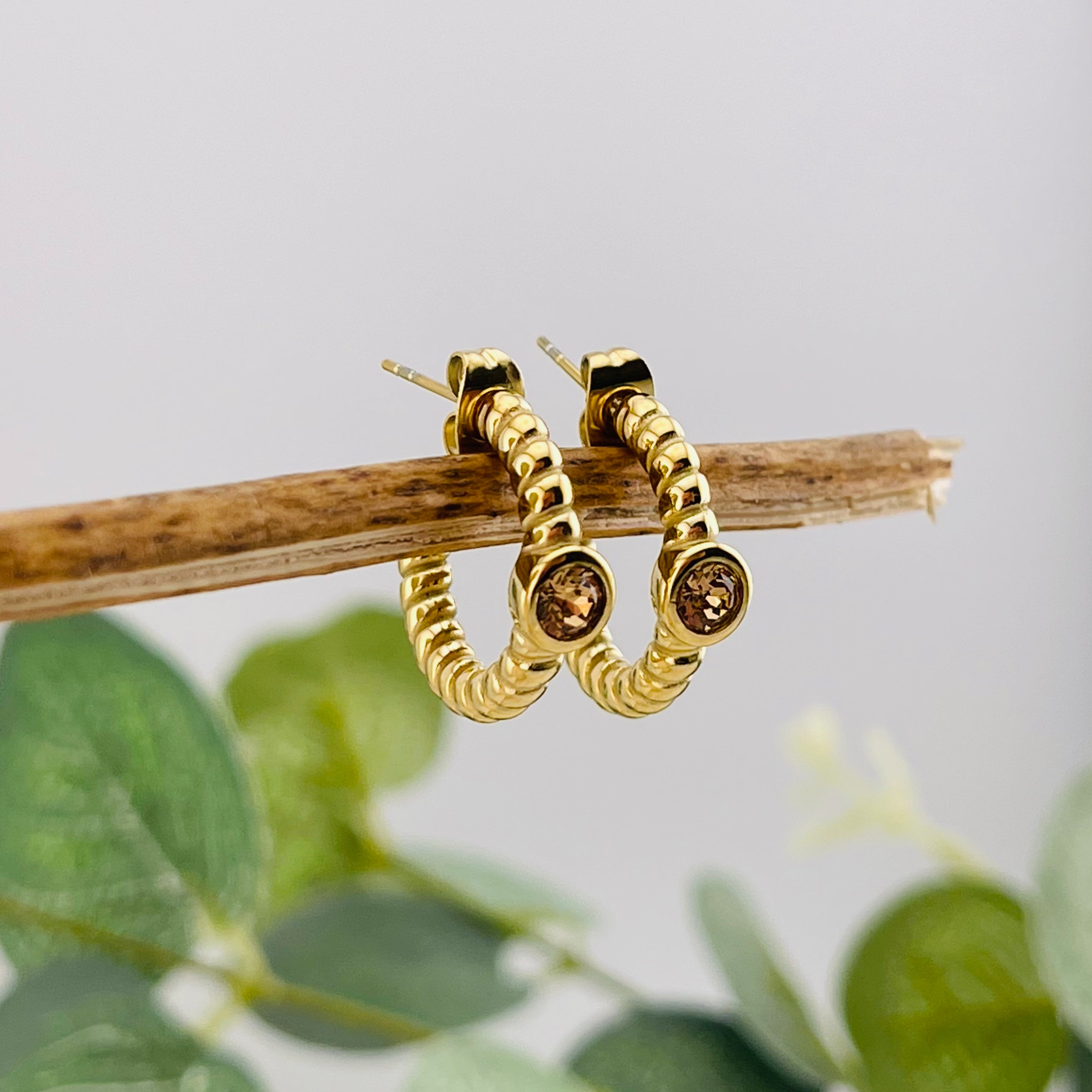Steckercreolen Gold mit Zirkonia Teva