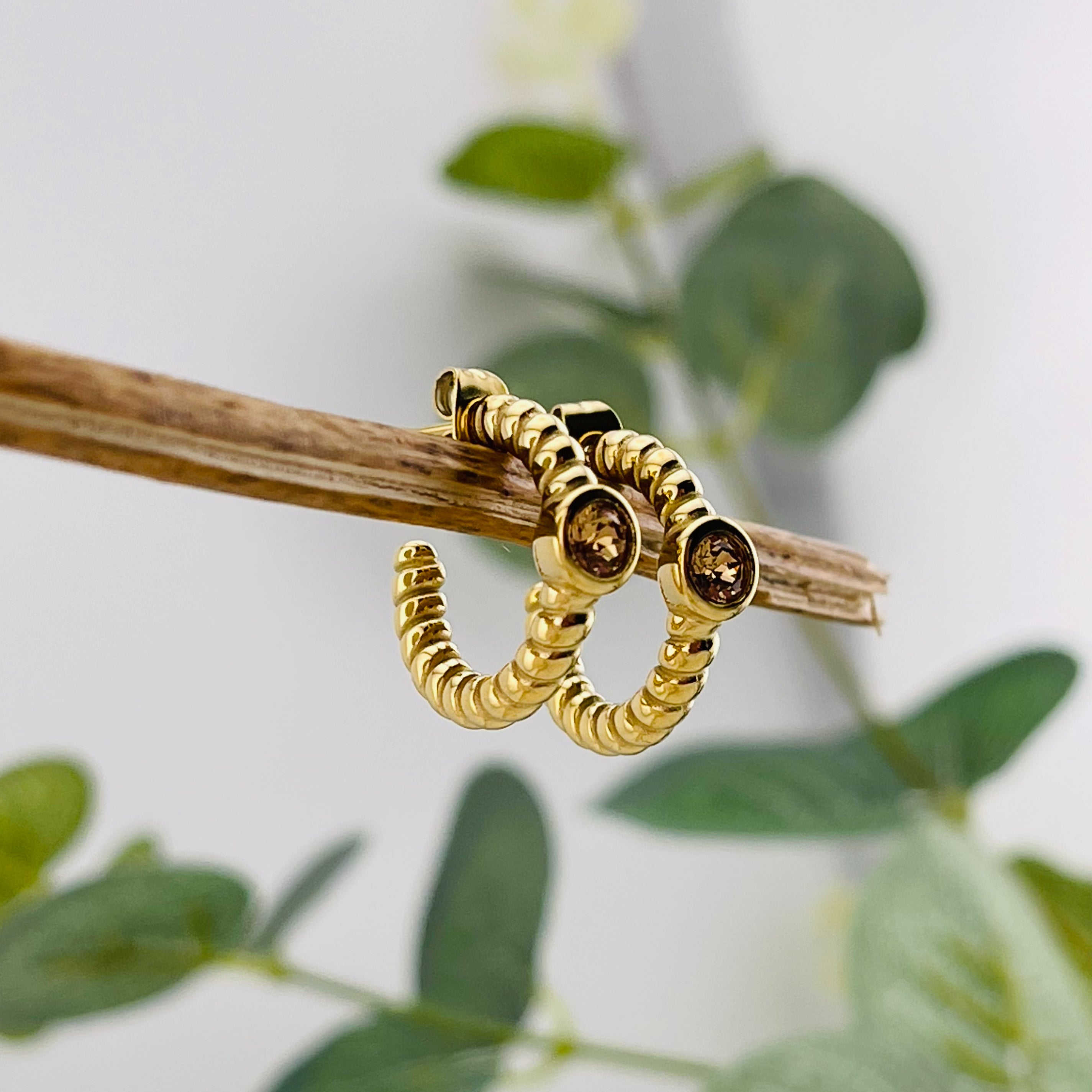 Steckercreolen Gold mit Zirkonia Teva