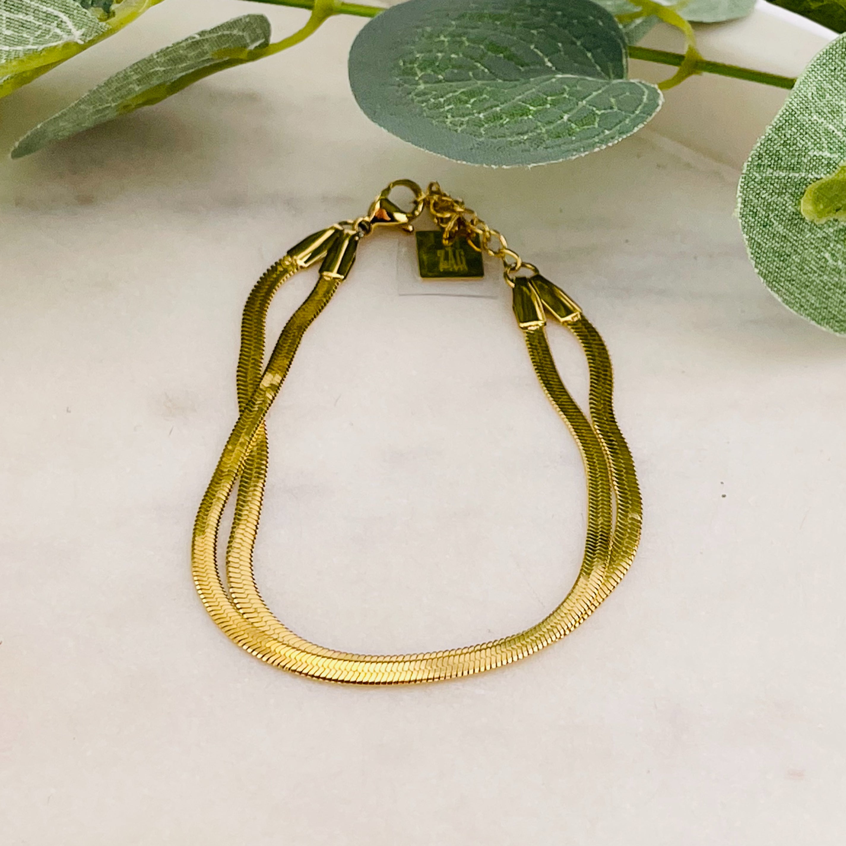 Goldenes Doppelketten-Armband aus vergoldetem Stahl Lovey