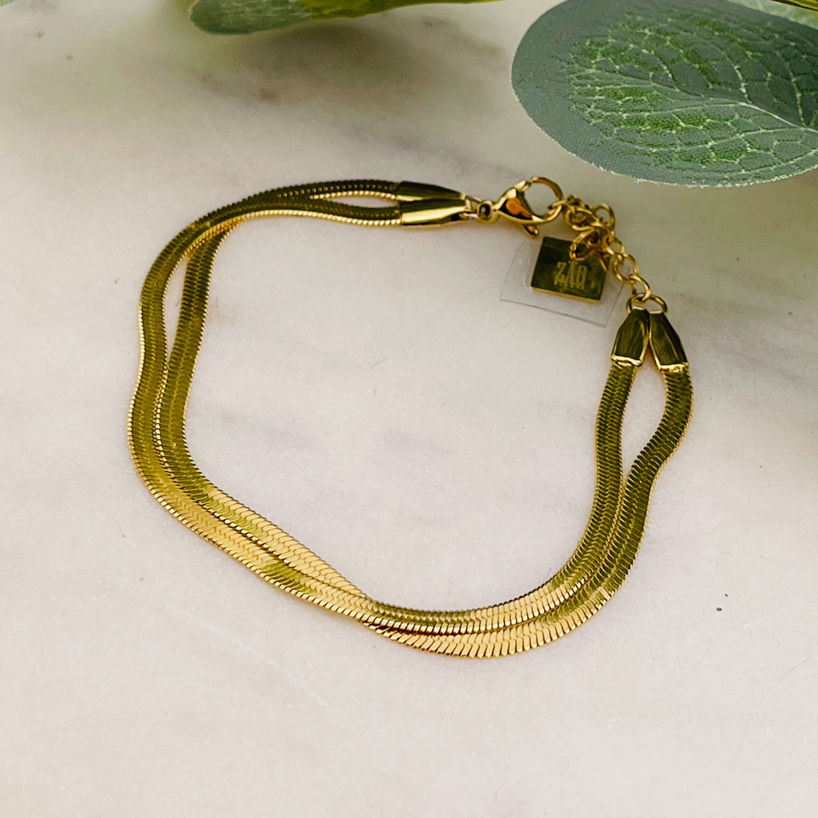 Goldenes Doppelketten-Armband aus vergoldetem Stahl Lovey