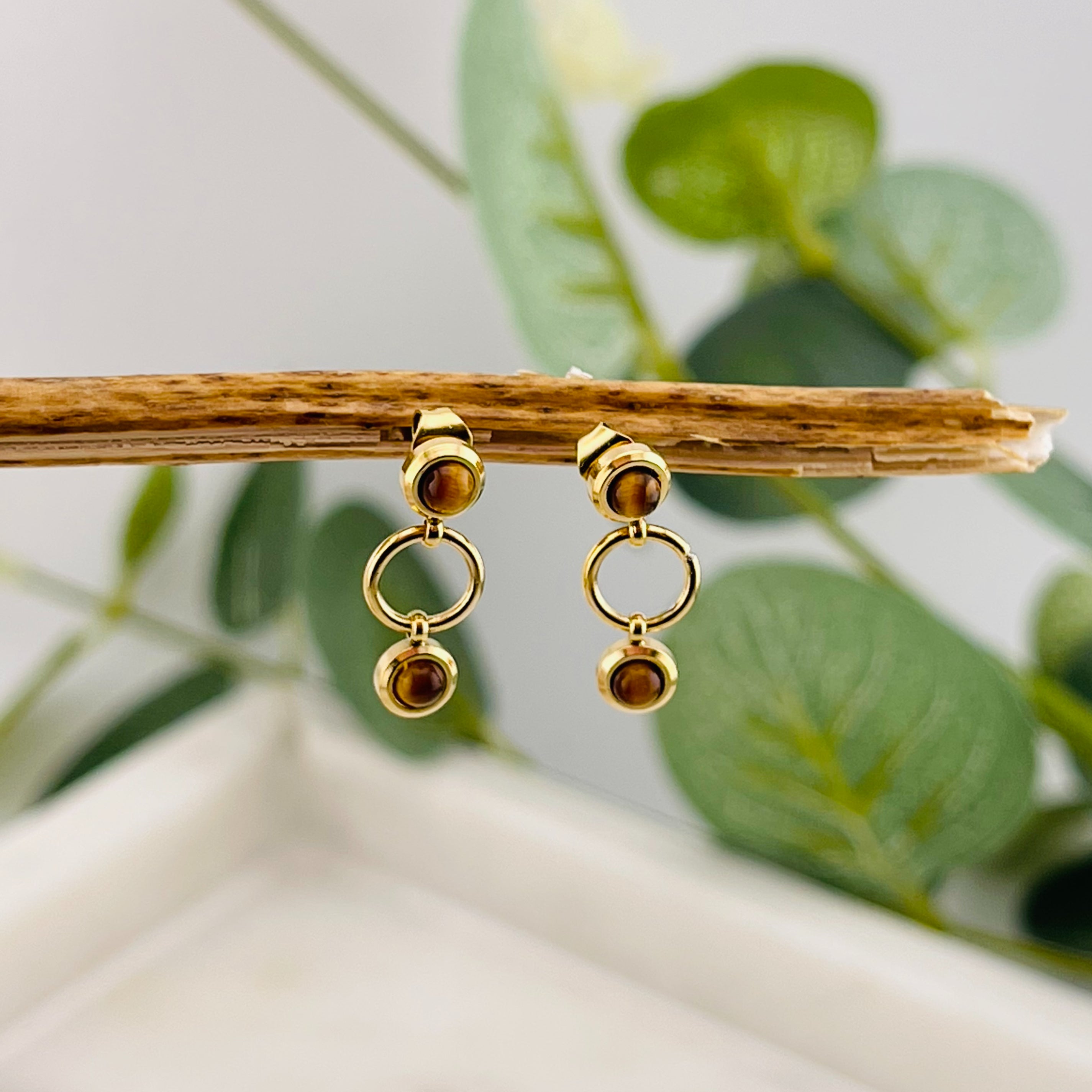 Gold Ohrstecker mit Anhänger Miyuki
