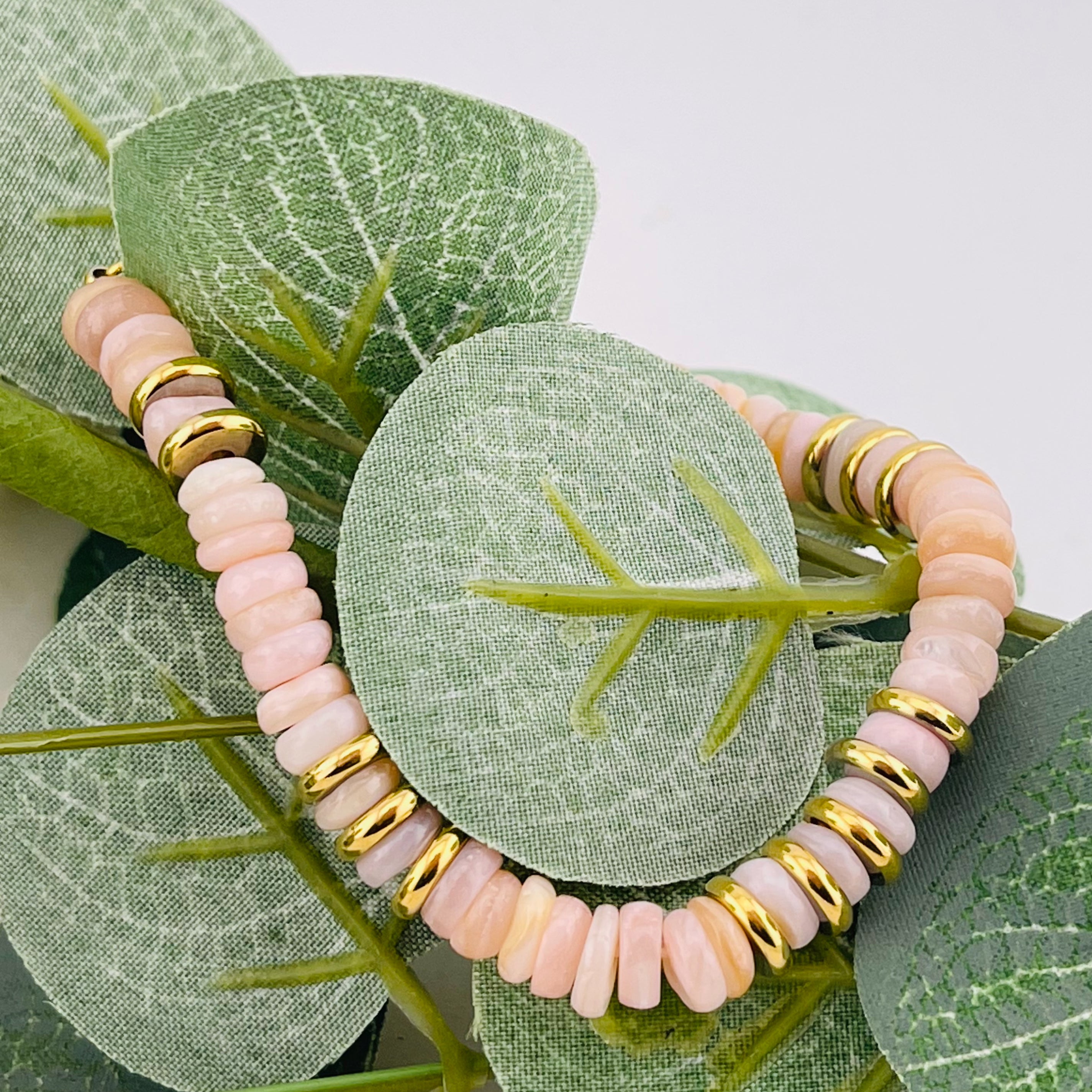 Elastisches Steinperlen-Armband Rosé Apricot Tarida