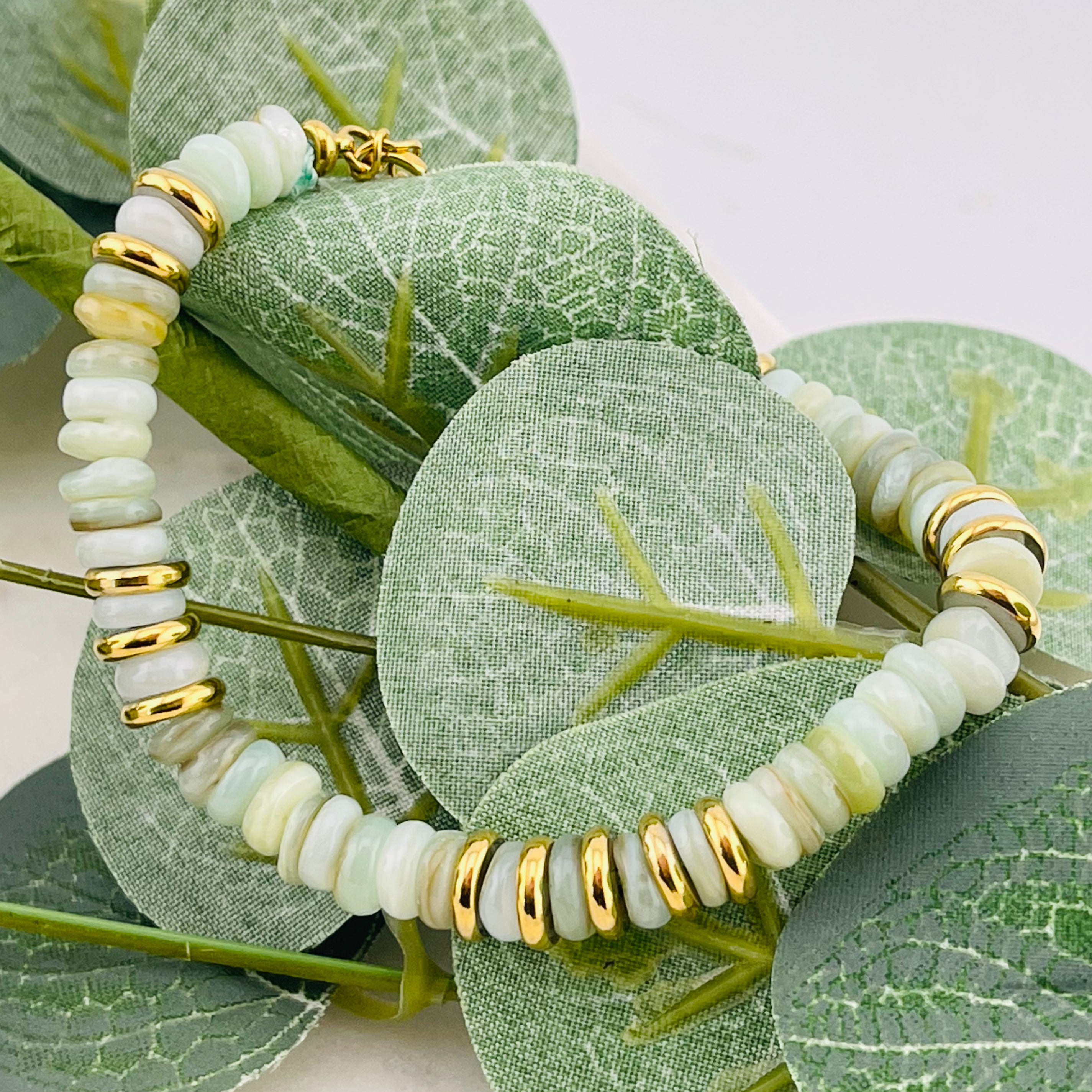 Nickelfreies Steinarmband Gold-Gelb-Grün Estee
