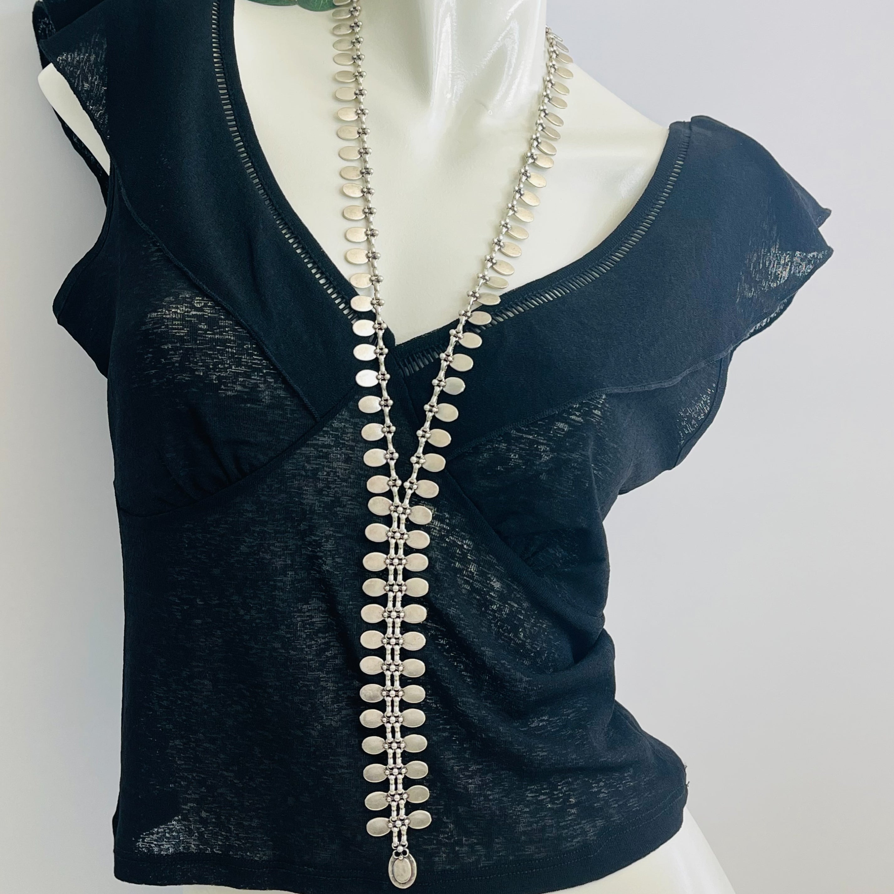 Silberne lange Lariat Halskette Y-Style Juna