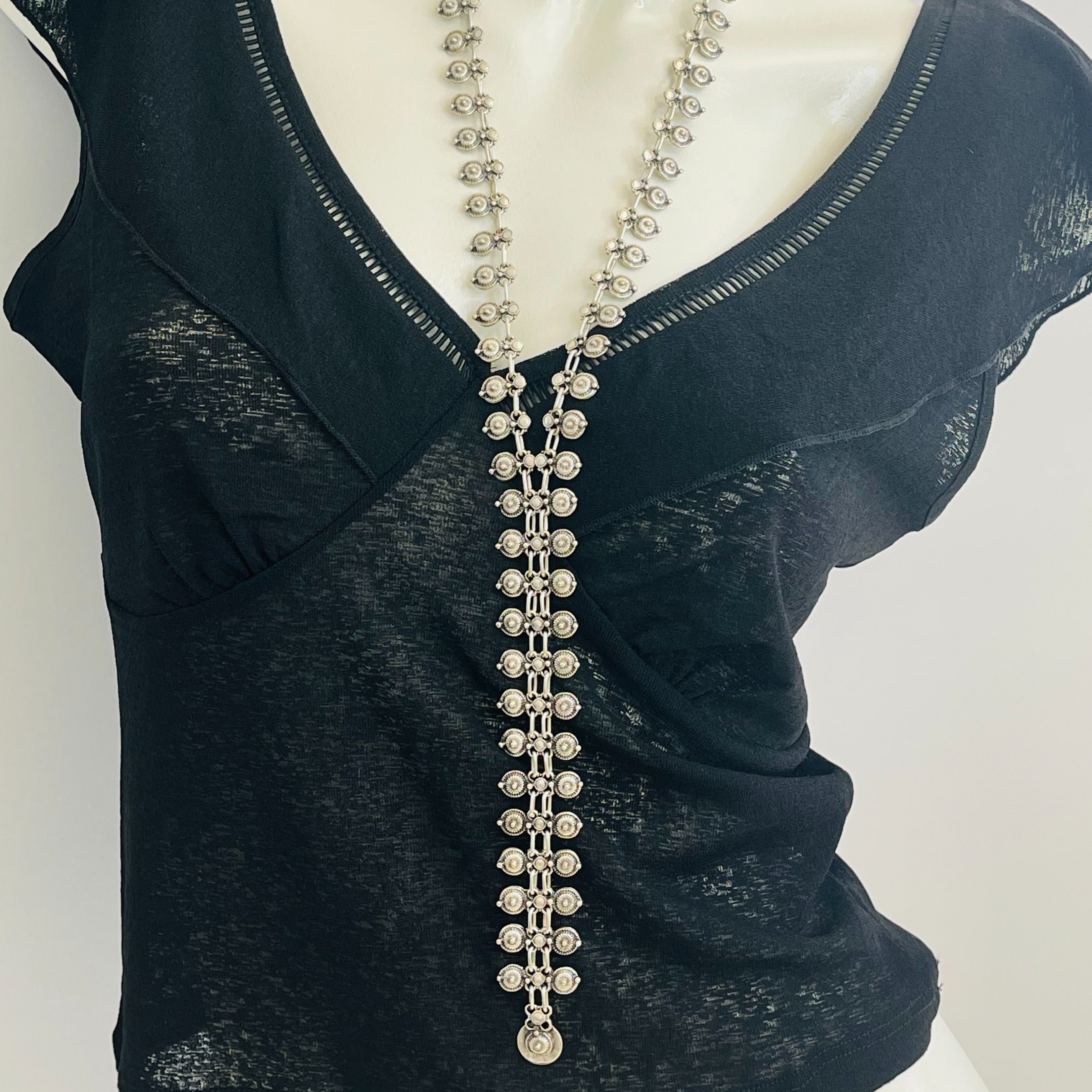 Lange Lariat Y-Halskette Silber Boho Sam