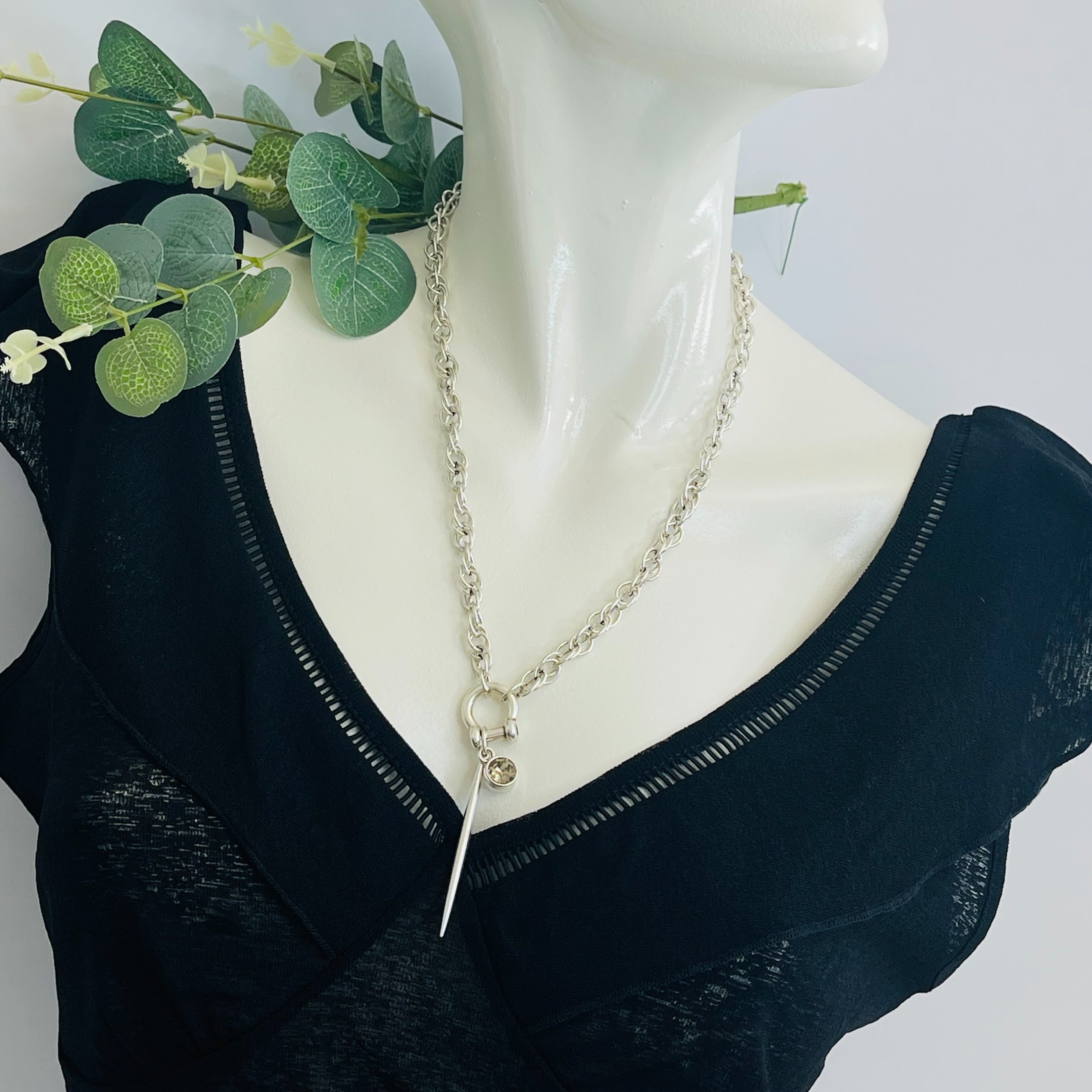 Urbane Silber Halskette mit goldenem Swarovski Ronya Gold