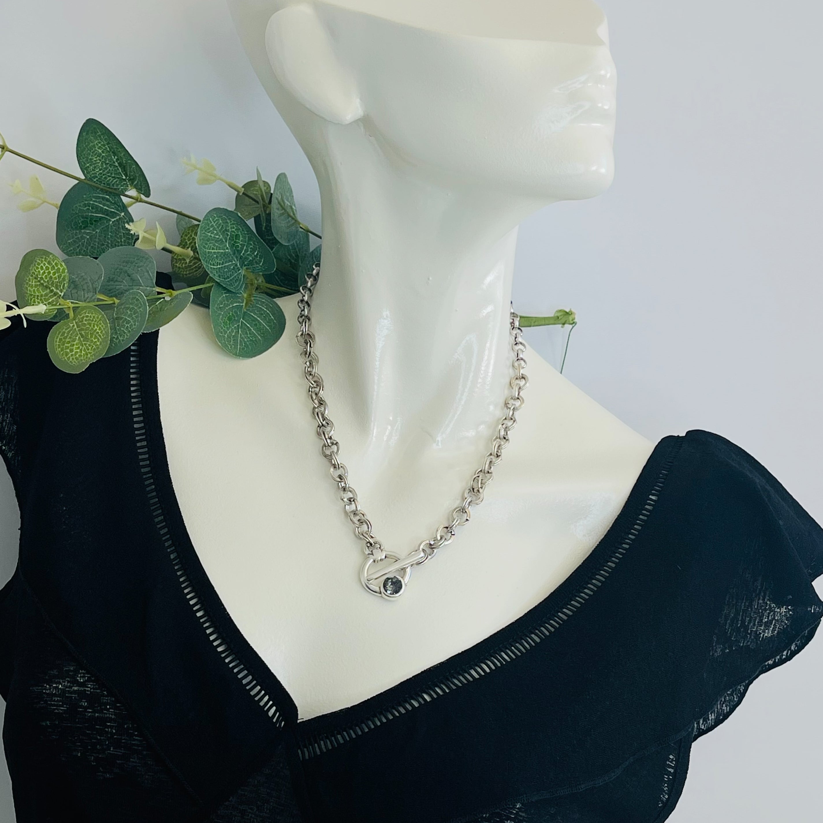 Urban Style Halskette Silber mit blauem Swarovski Hermine